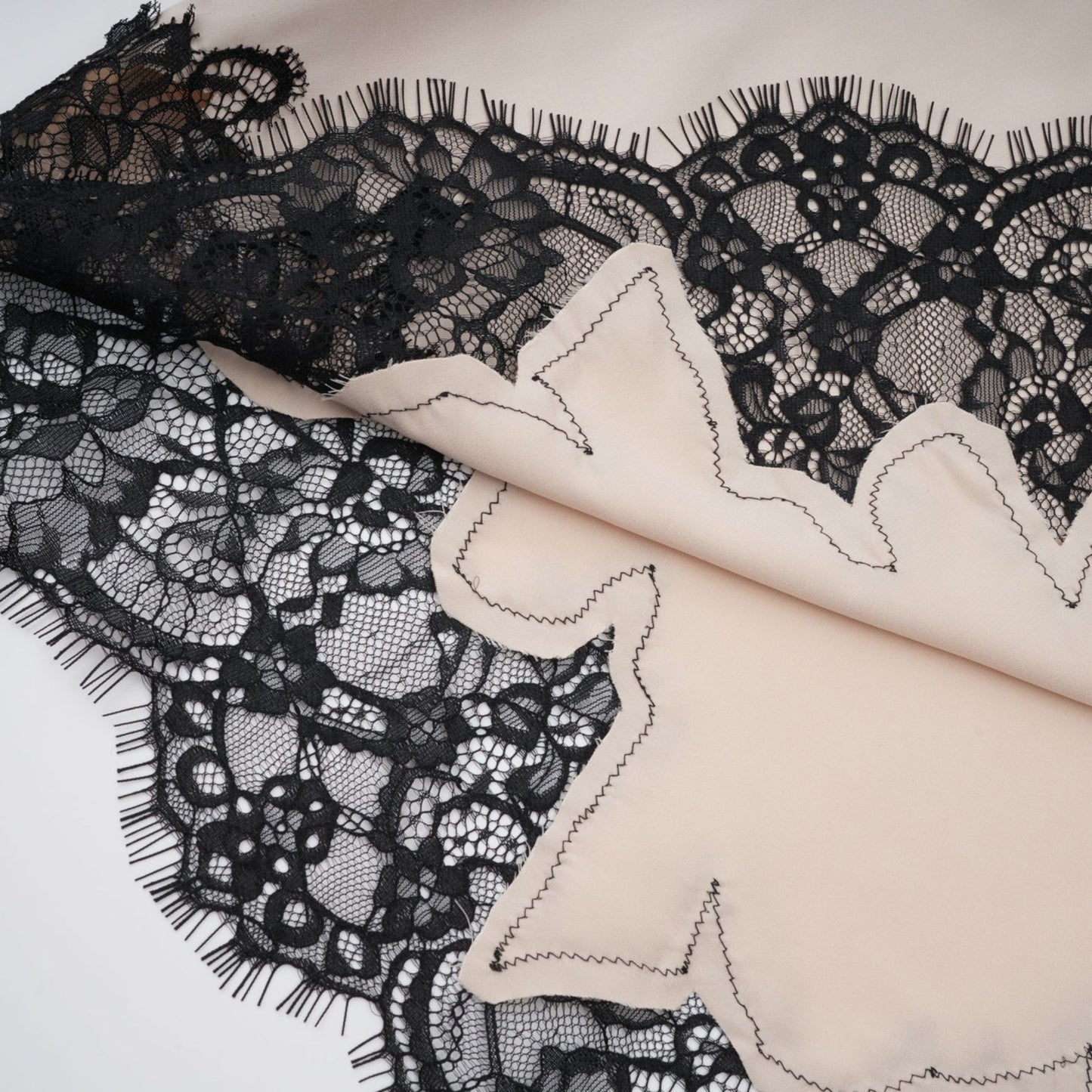 Raphaëlle lacepanel asymmetrical satin skirt
