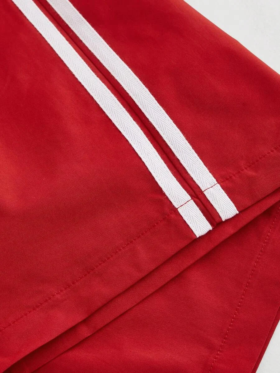 Red Sweatpants With Front Bow Print And Ribbon Decoration Autumn And Winter Trousers Going Out