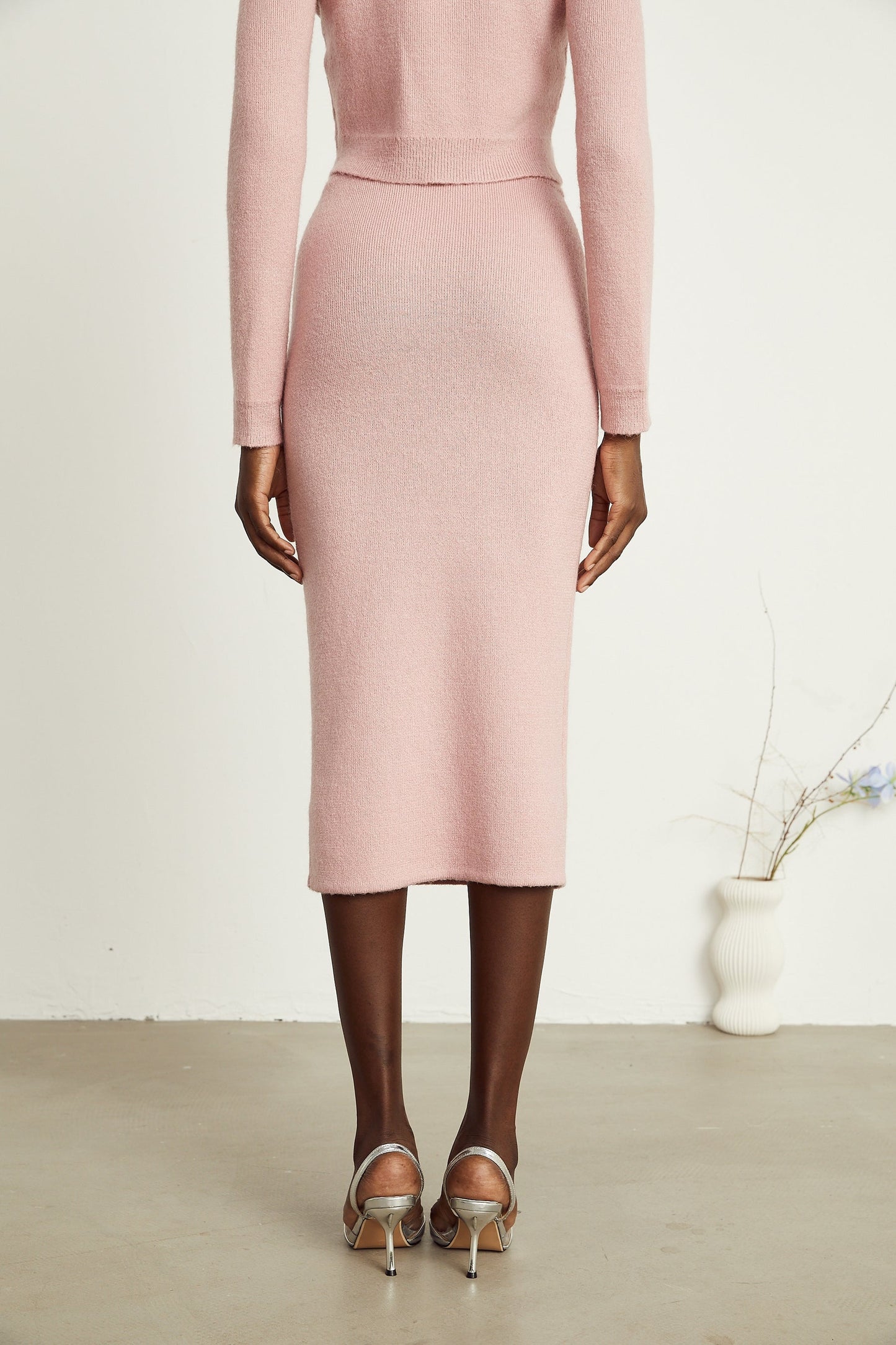 Renée pink embellished jacket skirt matching set