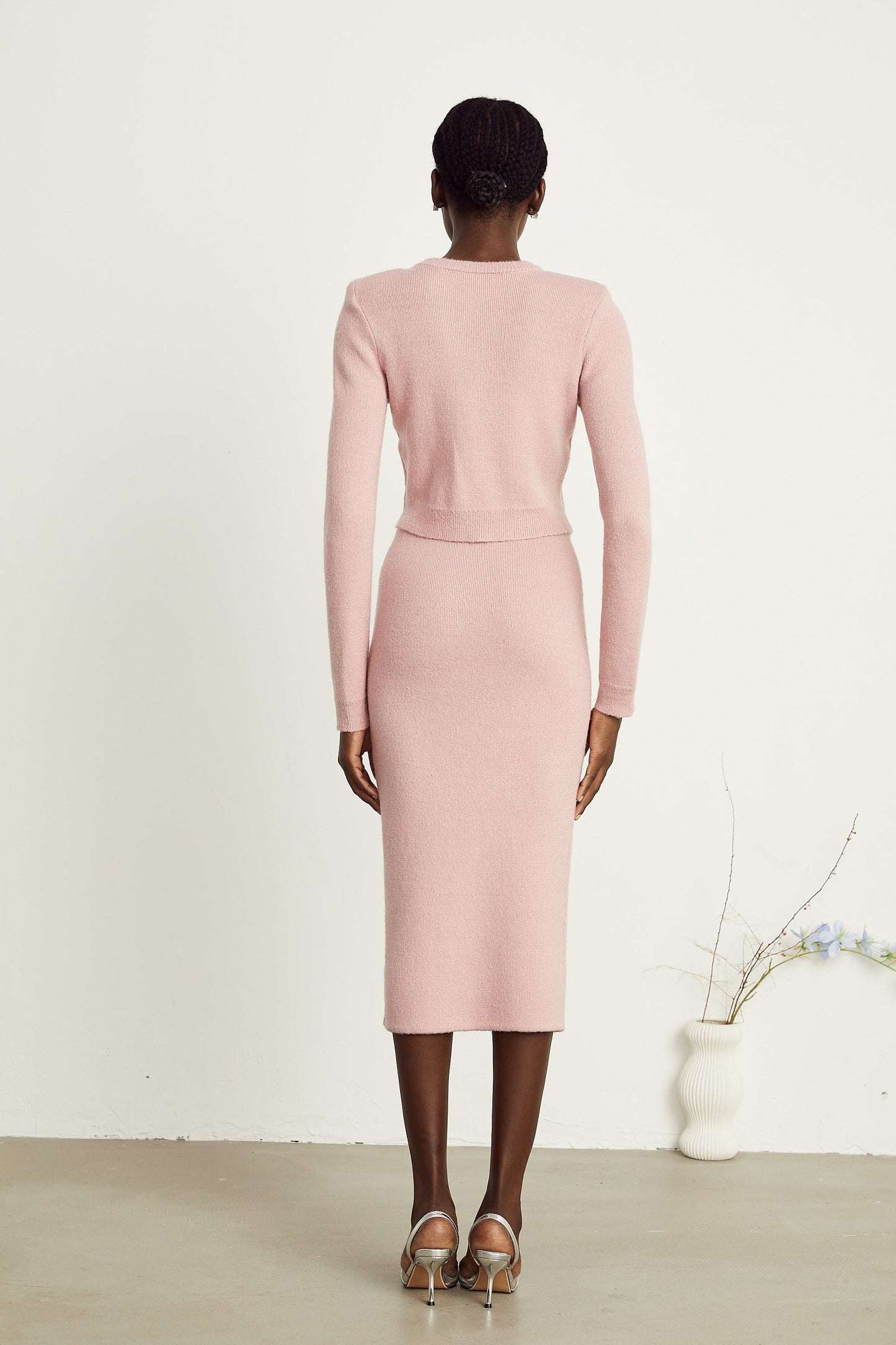 Renée pink embellished jacket skirt matching set