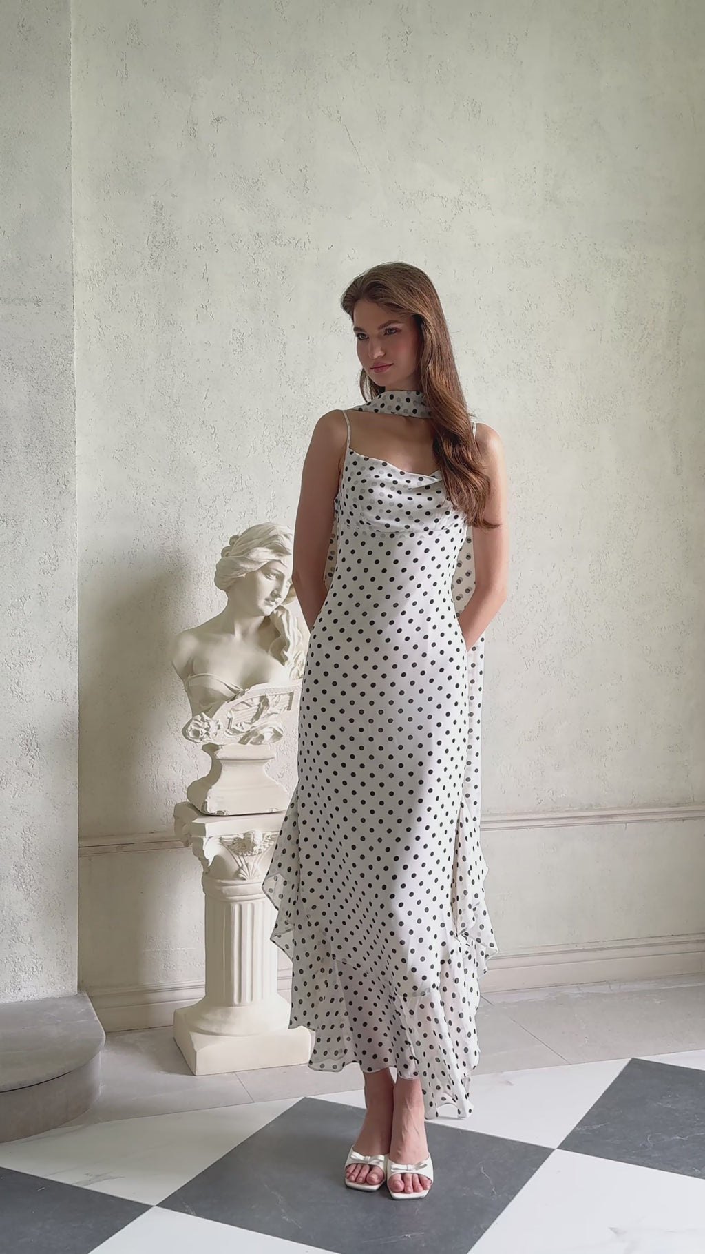 Rhea White Polka Dot Ruffled Maxi Dress
