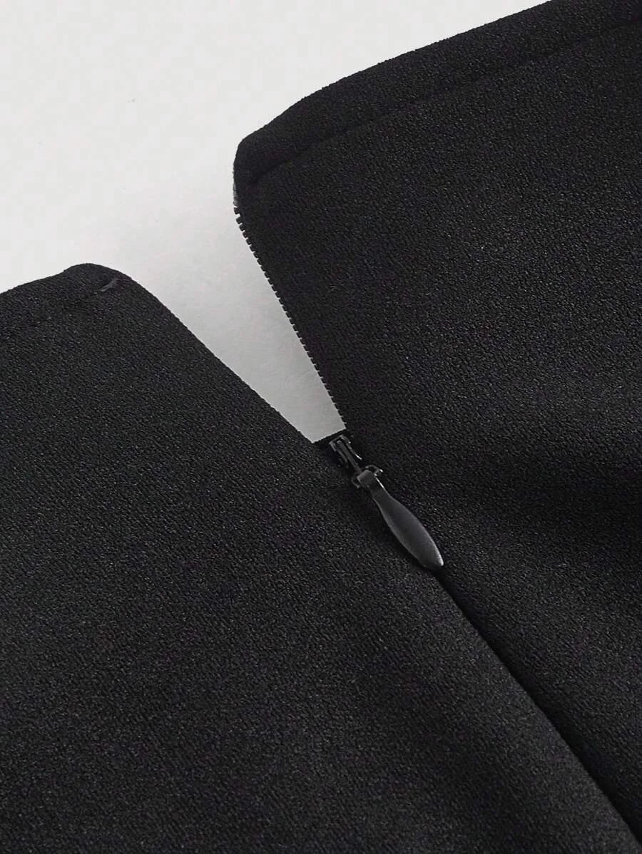 Rhinestone Bow Detail Flap Detail Wrap Skirt