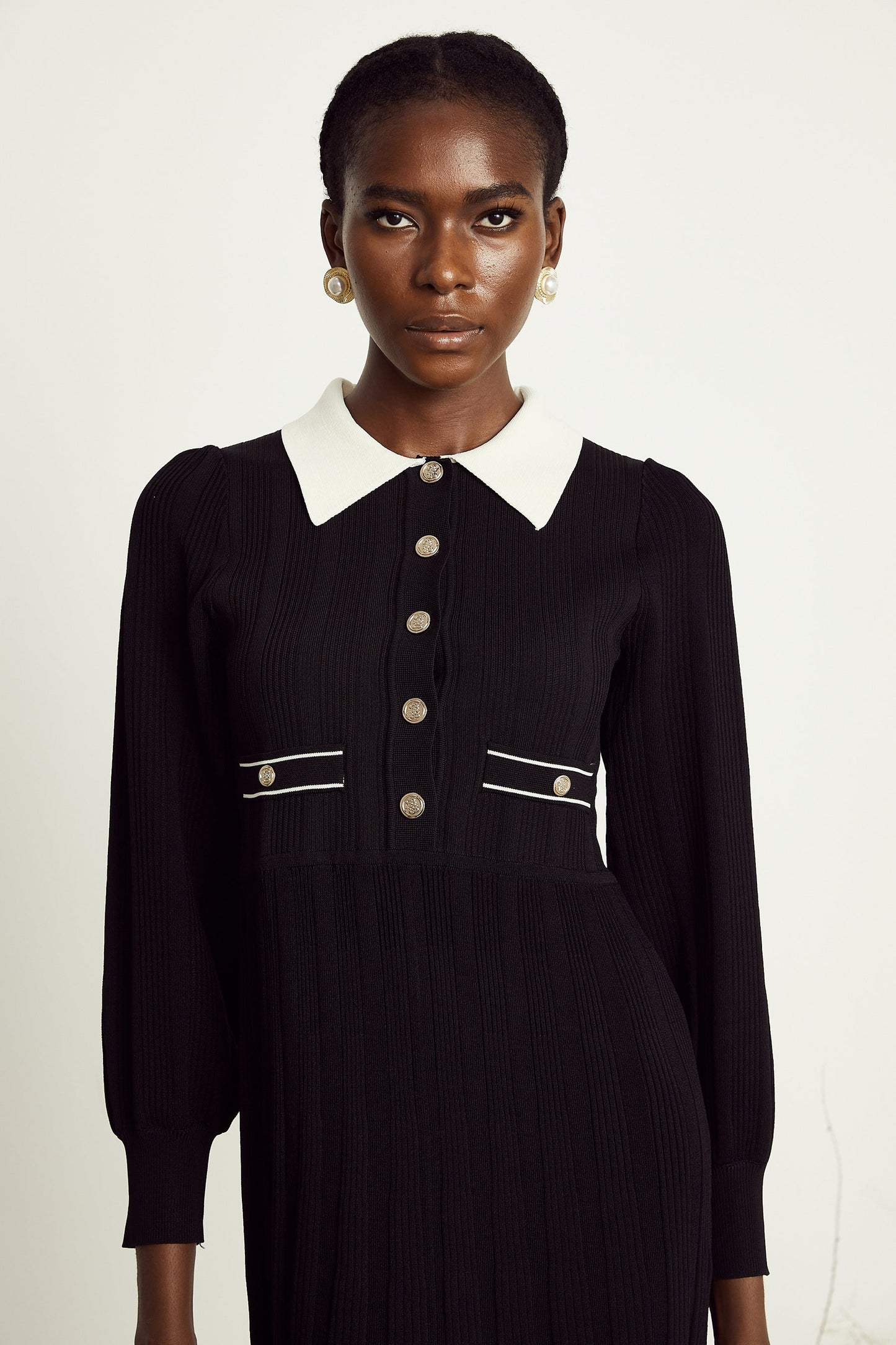 Rosalie black ribbedknit mini dress