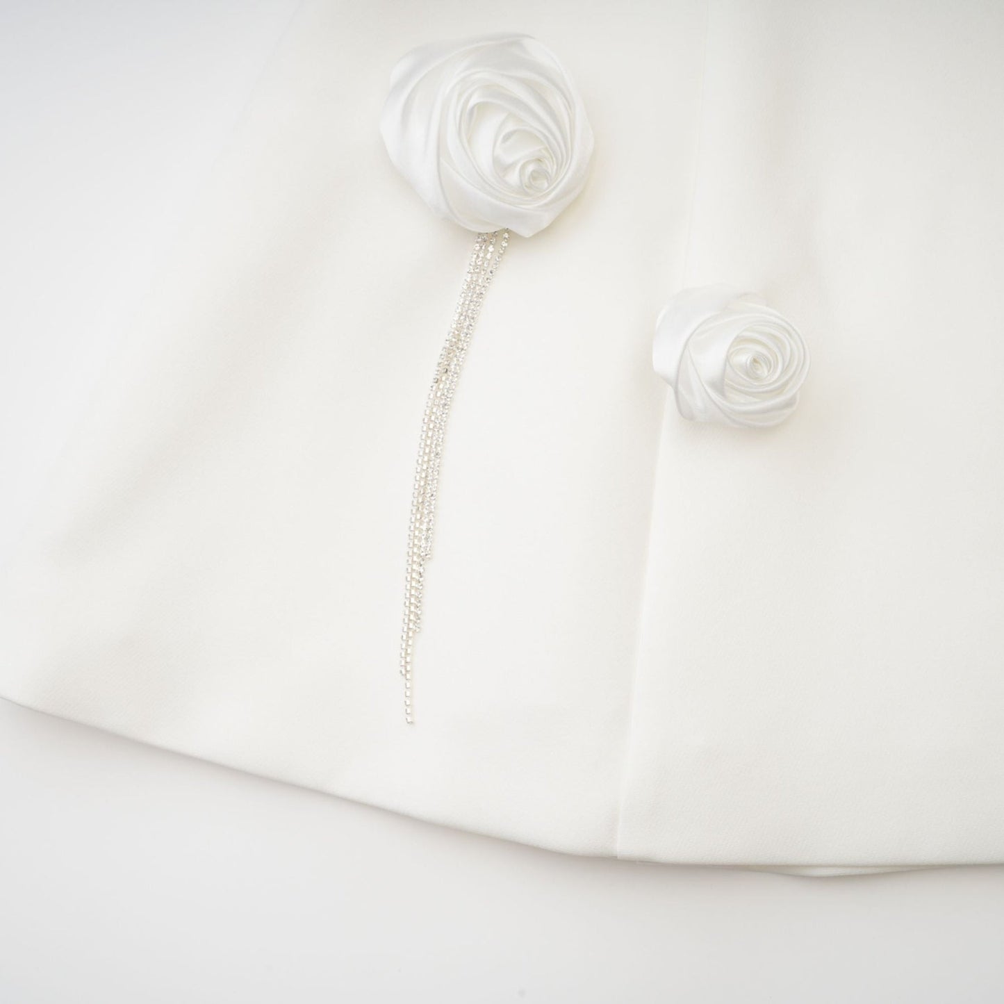 Rosalie white fauxflower mini dress