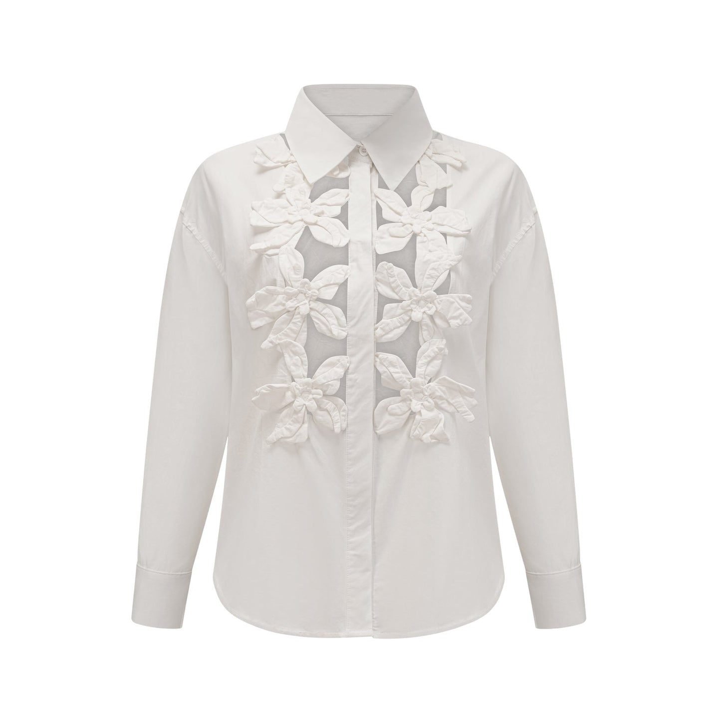 Rosalie white floral cutout shirt