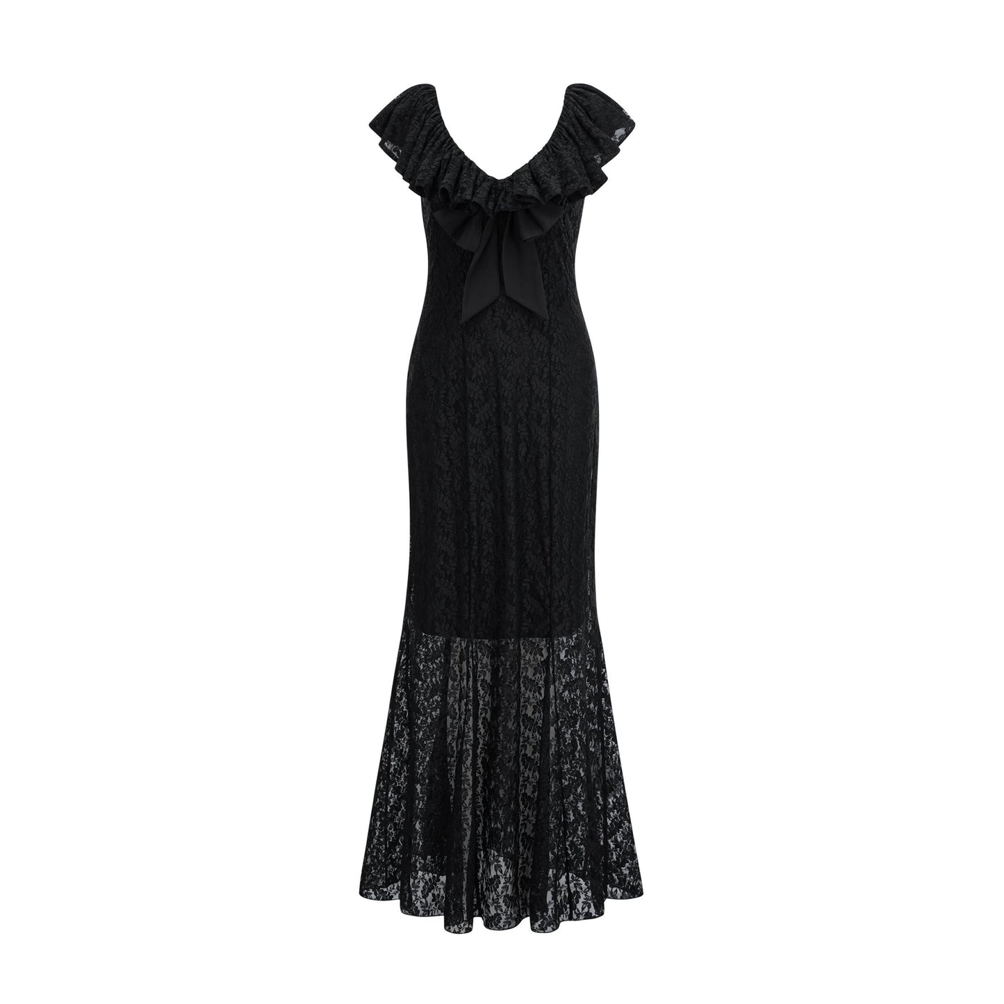 Roseline ruffledtrim florallace gown