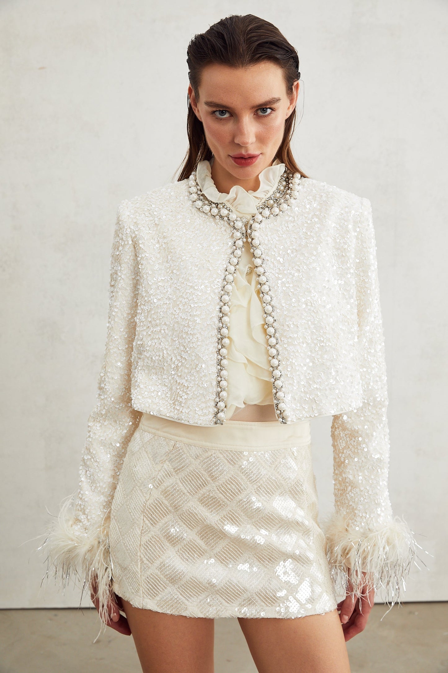 Sandrine fauxpearl embellished jacket