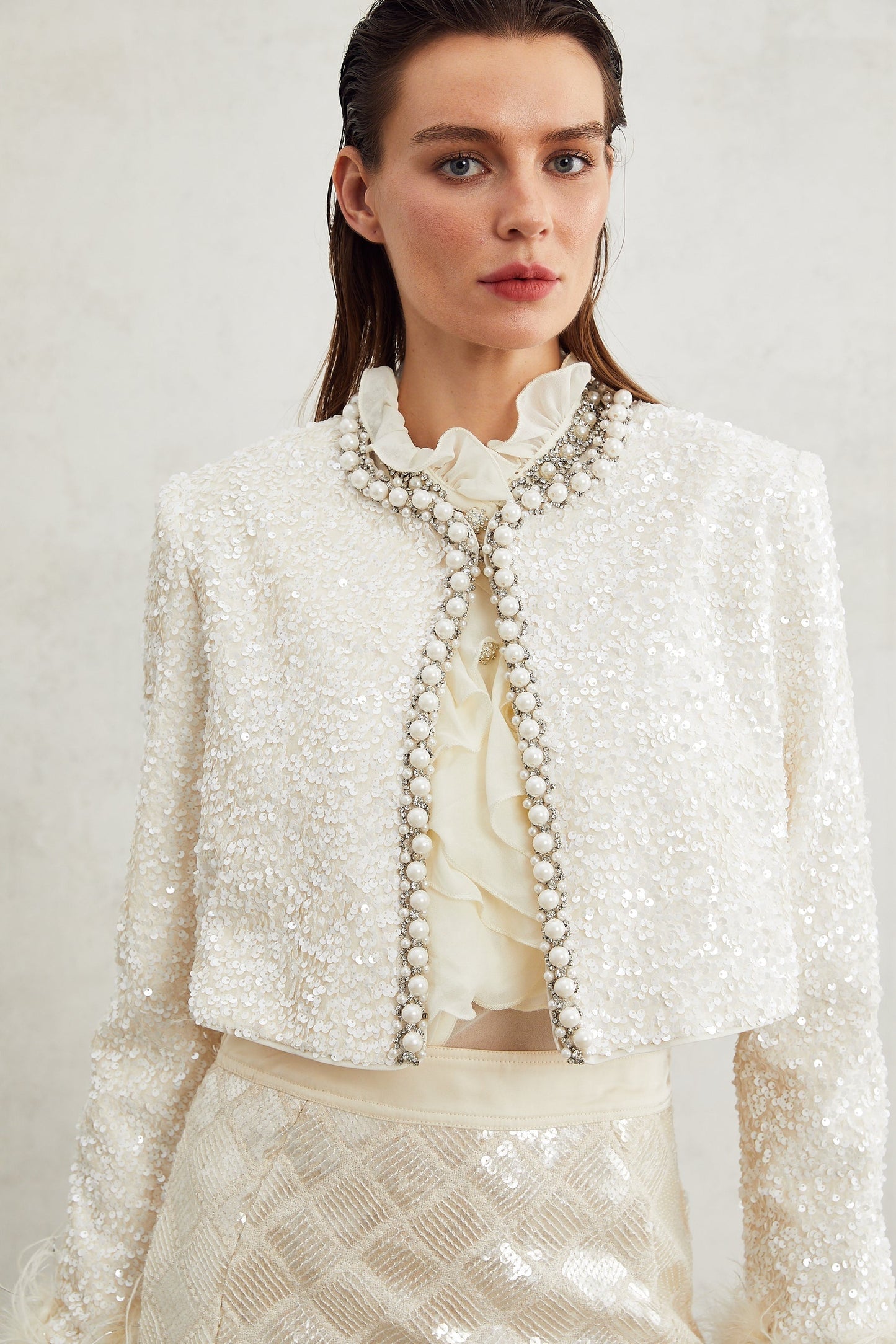 Sandrine fauxpearl embellished jacket