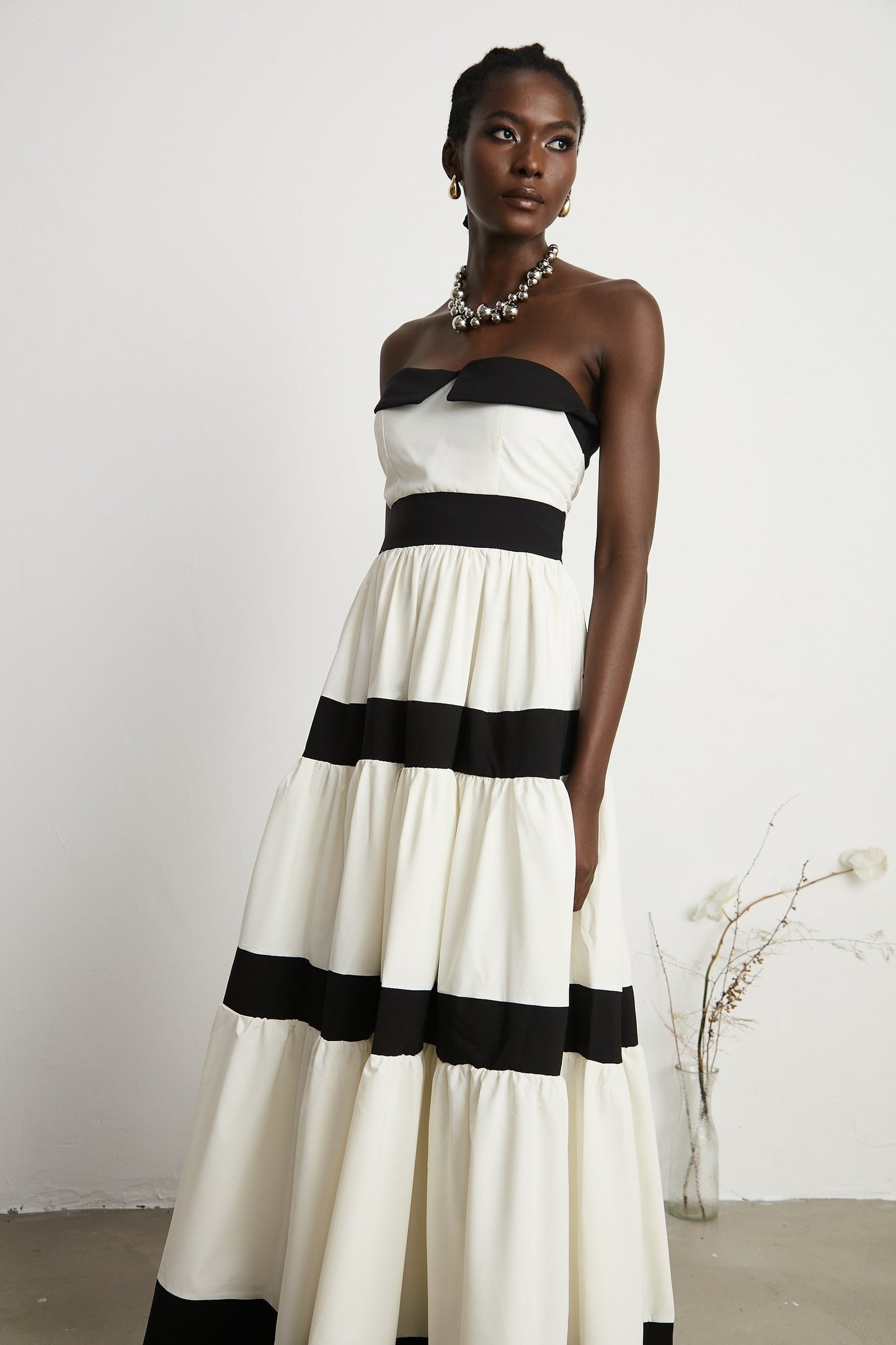 Sandrine pleated bowembellished maxi dress