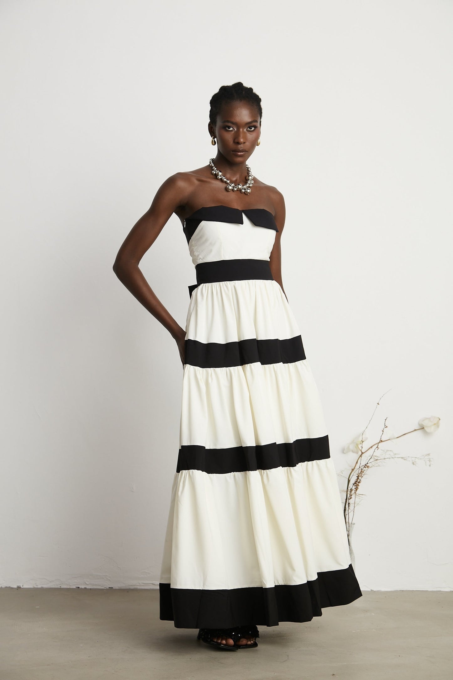 Sandrine pleated bowembellished maxi dress