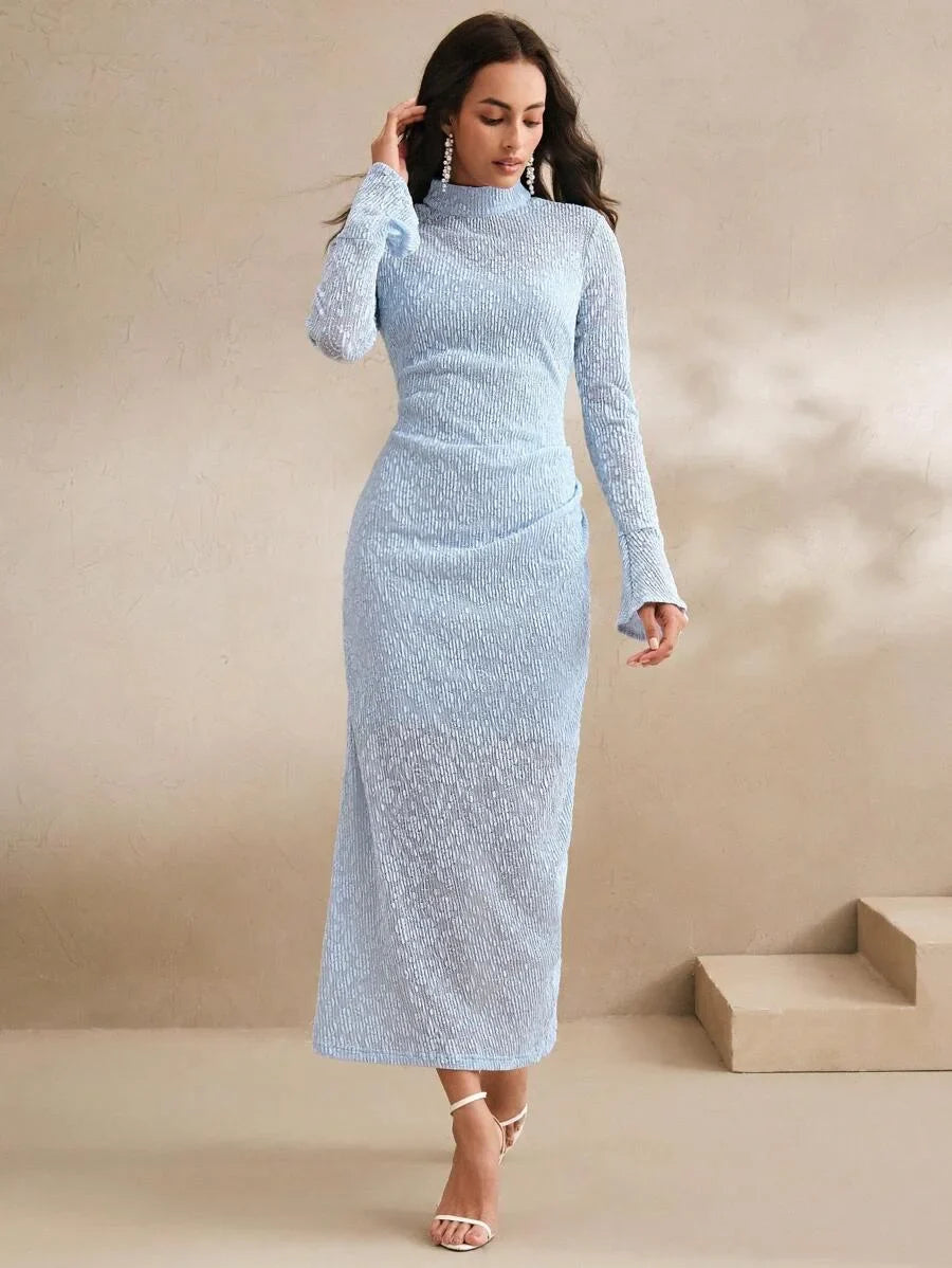 Sexy Elegant Fitted Waist Long Dress For Women Apricot Color Spring Summer Festival Casual Vacation
