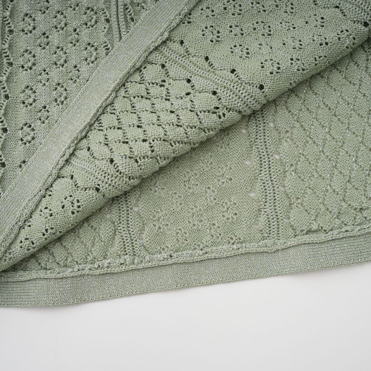 Siena green shirred crochetknit maxi dress