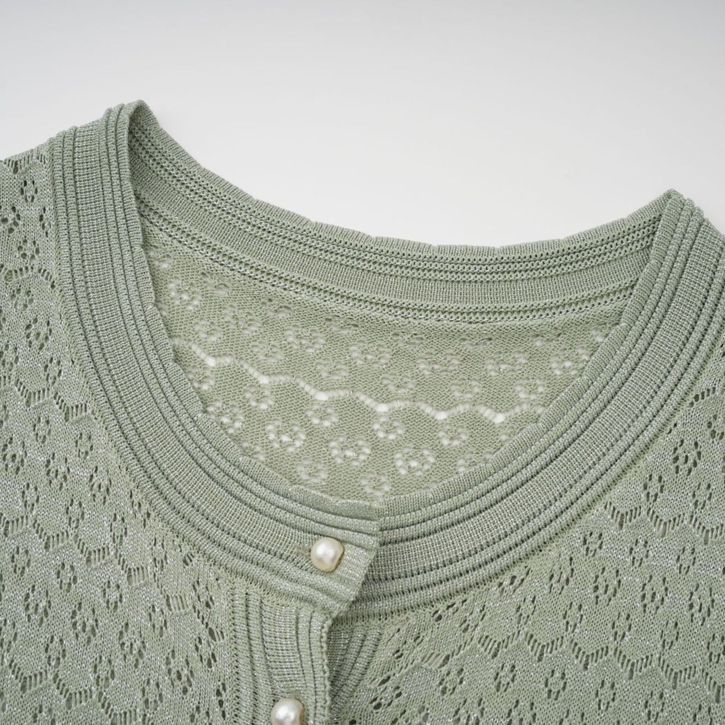 Siena green shirred crochetknit maxi dress
