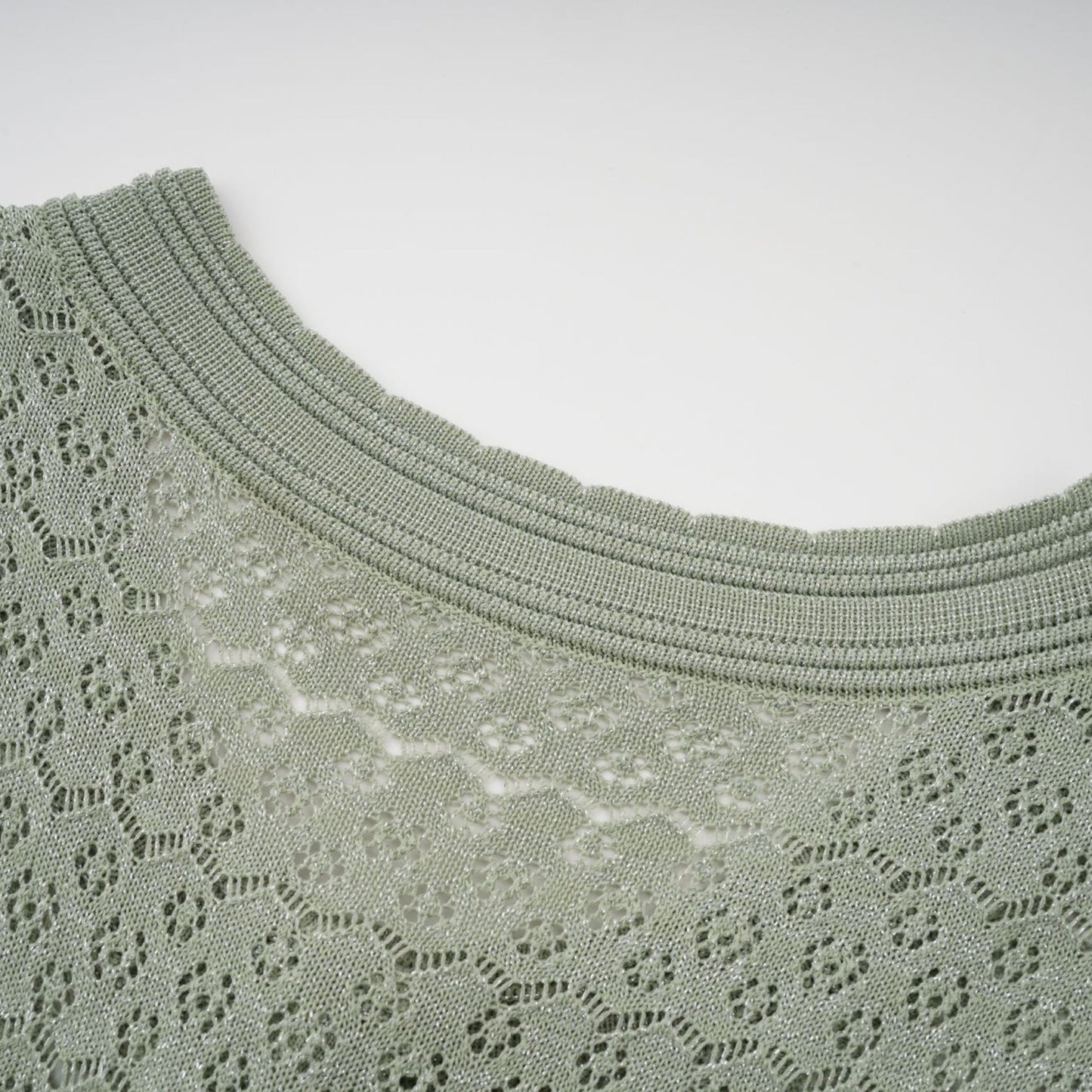 Siena green shirred crochetknit maxi dress