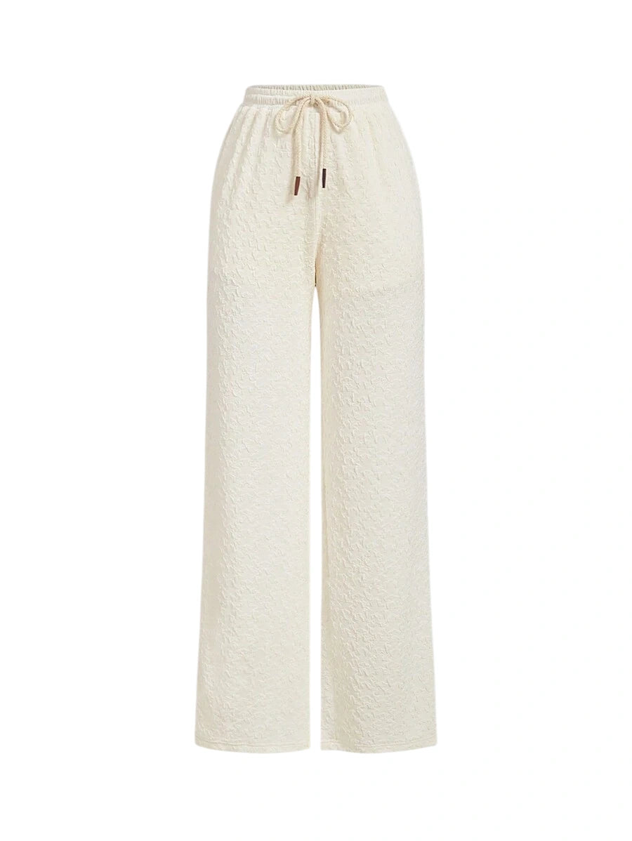 Simple Apricot Straight Trousers With Front Drawstring Autumn Trousers Casual Trousers Going Out