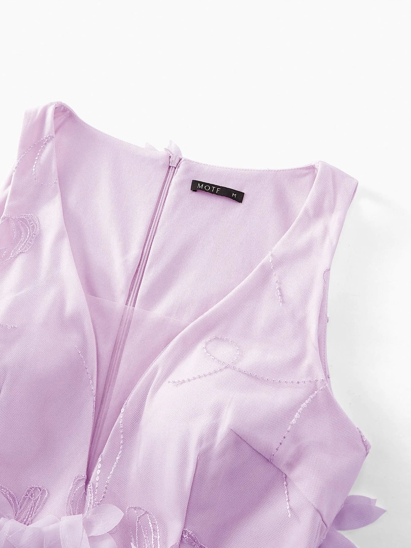 Soiréza APPLIQUES CONTRAST MESH MERMAID HEM COCKTAIL DRESS