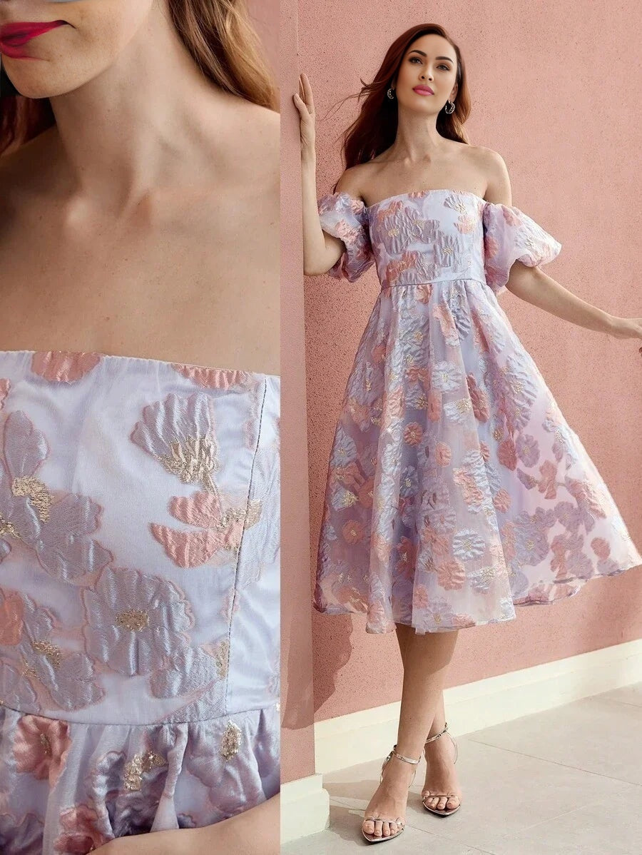 Soiréza OFF THE SHOULDER JACQUARD COCKTAIL DRESS