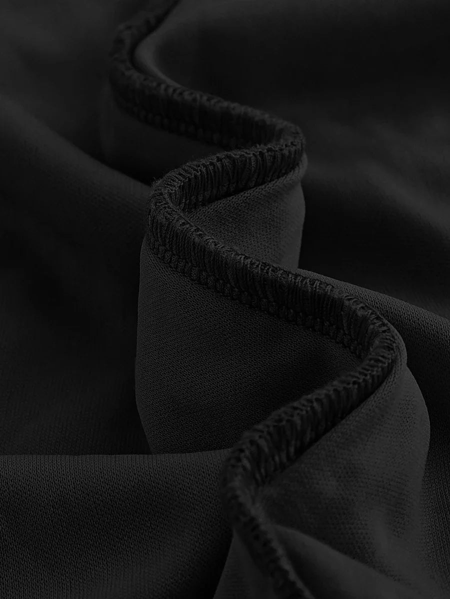 Solid Ruched Bodycon Black Summer Skirt