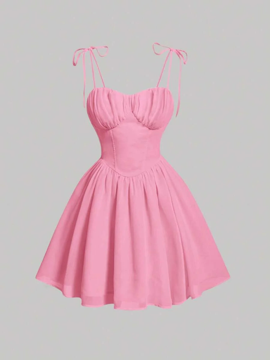 Solid Ruched Bust Cami Dress