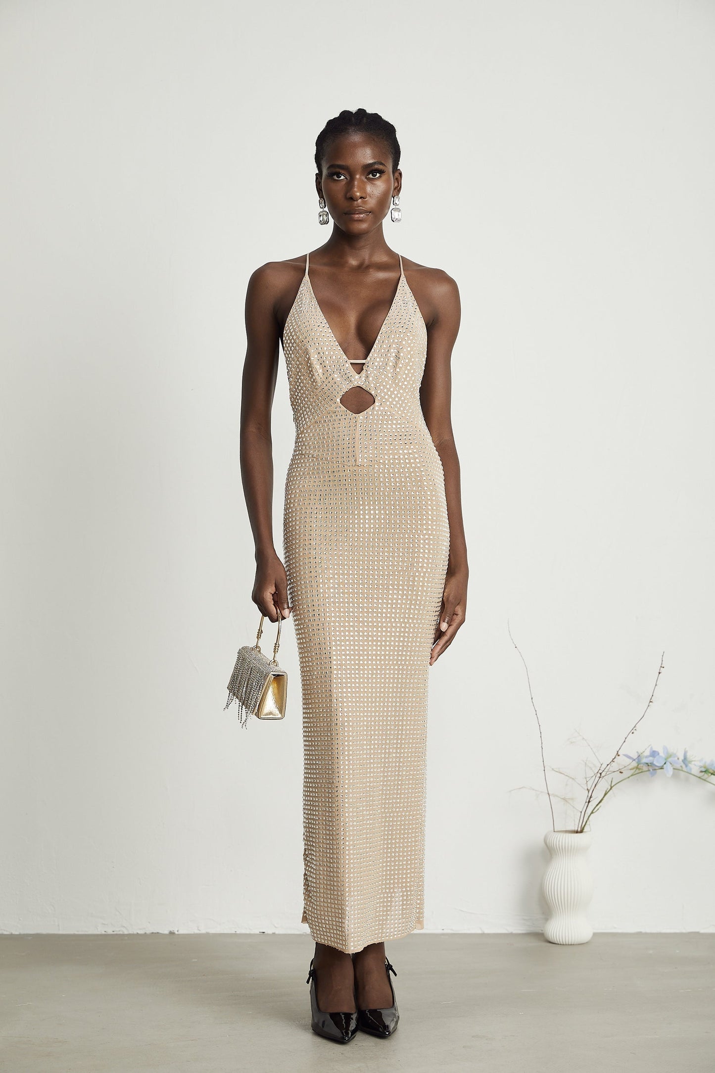 Sorrel embellished cutout midi dress
