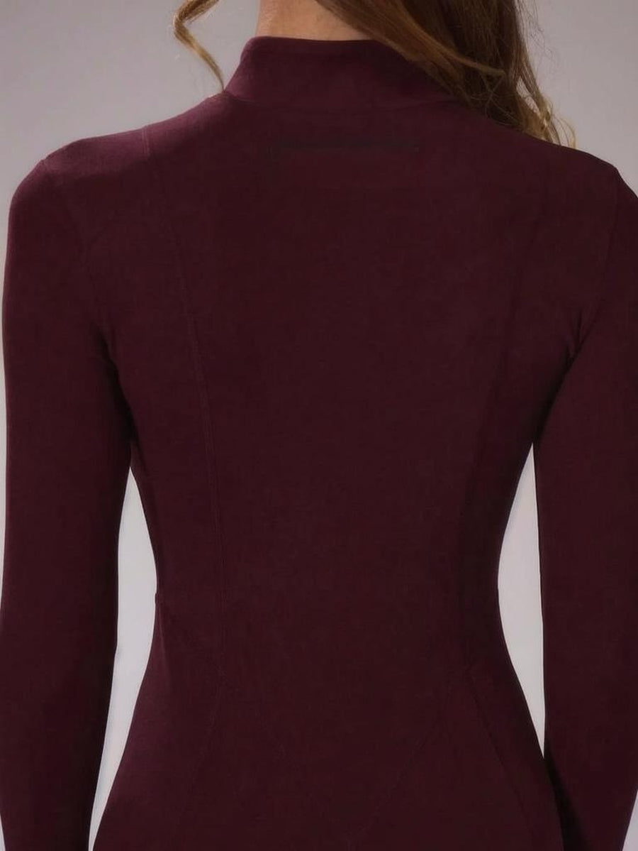 Sport Brushed Fitted Zip Through Long Sleeve Jumpsuit Autumn Fall Winter Active Sport Gym Workout