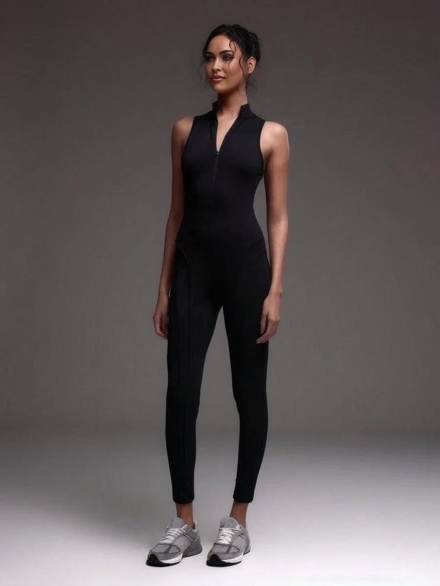 Sport High Neck Zip Up Unitard Padel Tennis Pickleball Gym Fitness