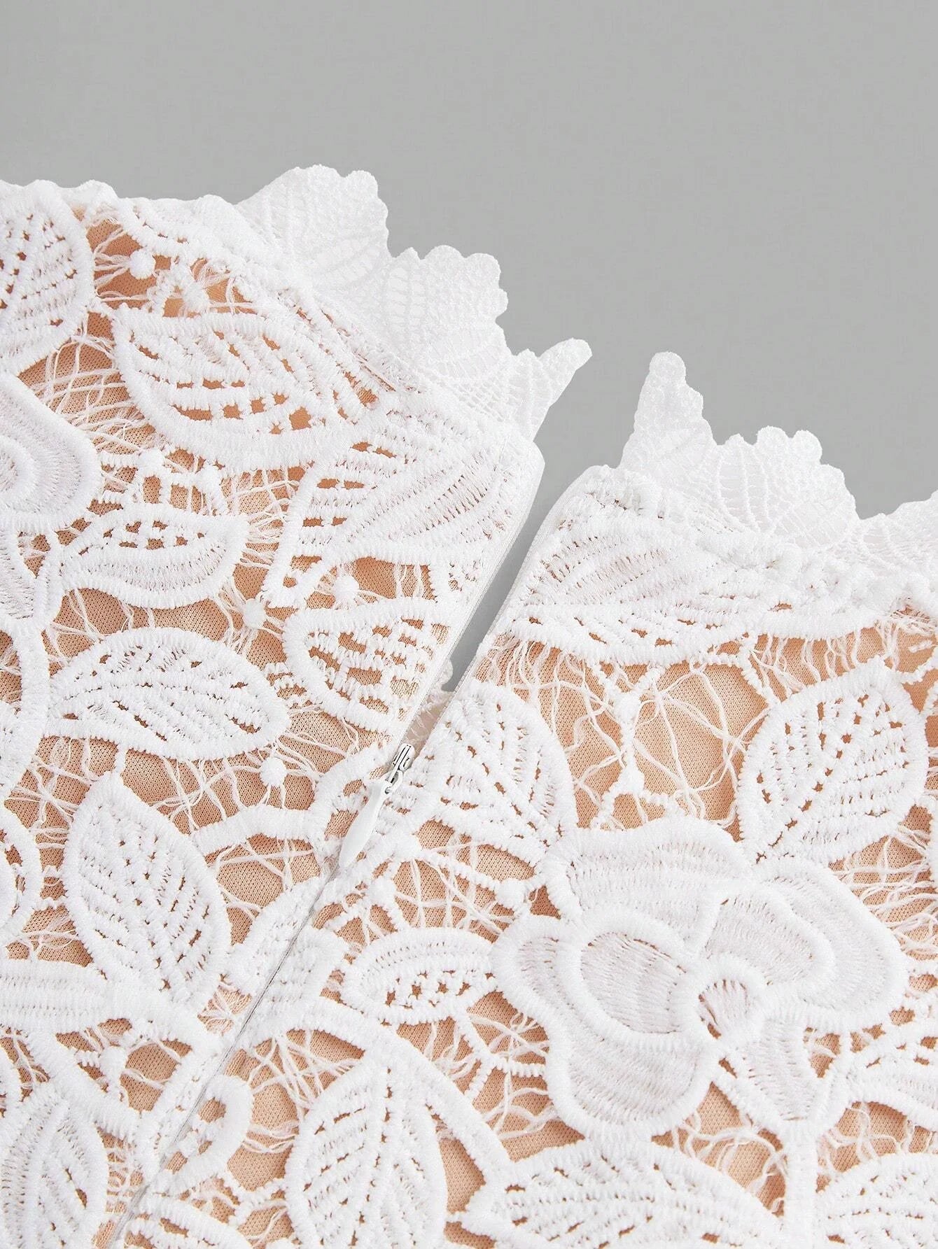 SpringAutumn Elegant Embroidered Floral Lace Mermaid Dress