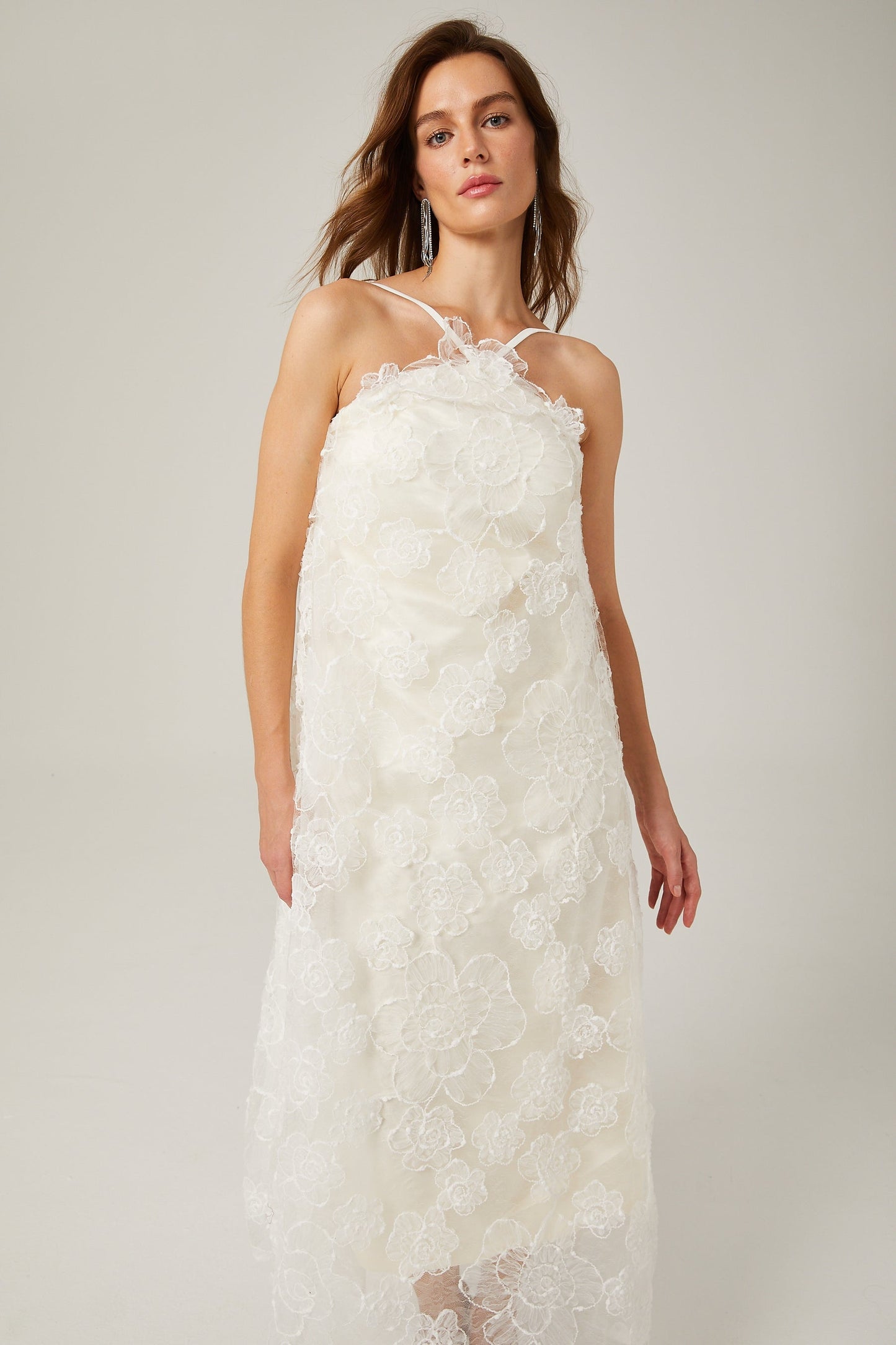 Stacie white floralappliqué maxi dress
