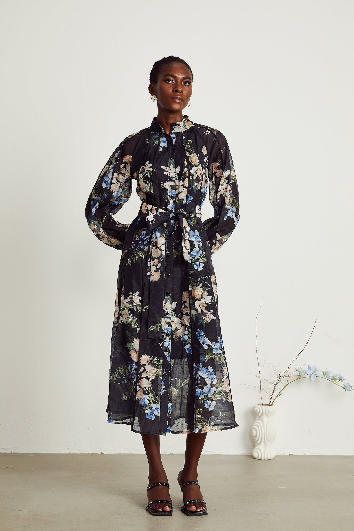 Stéphanie tulle floralprinted midi dress