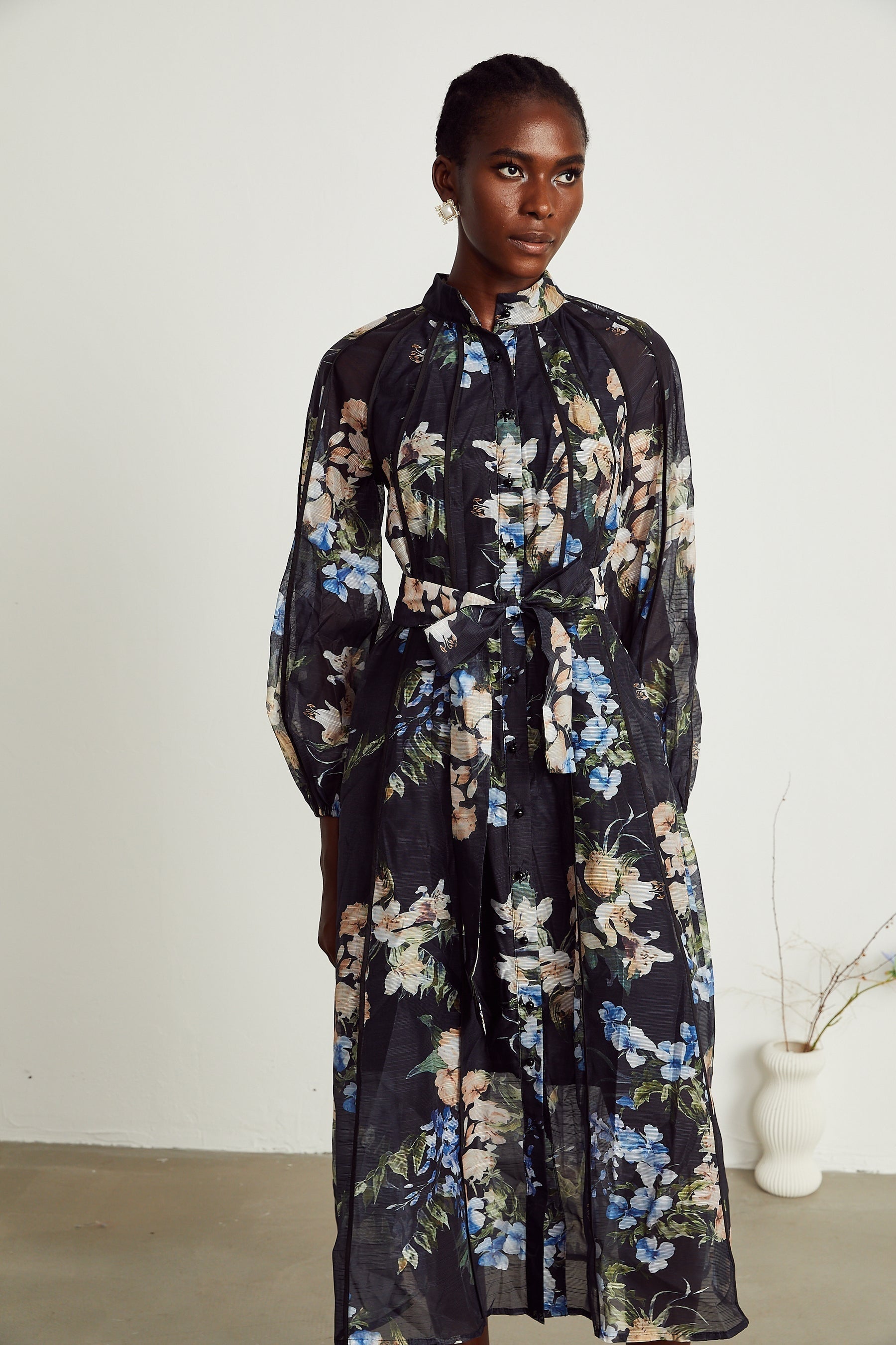 Stéphanie tulle floralprinted midi dress