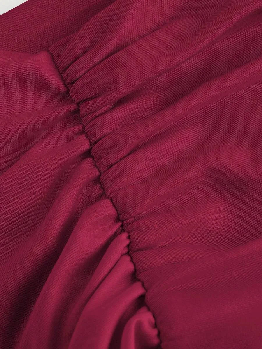 Summer Elegant High Waisted Side Drawstring Ruched Hem Fish Tail Skirt