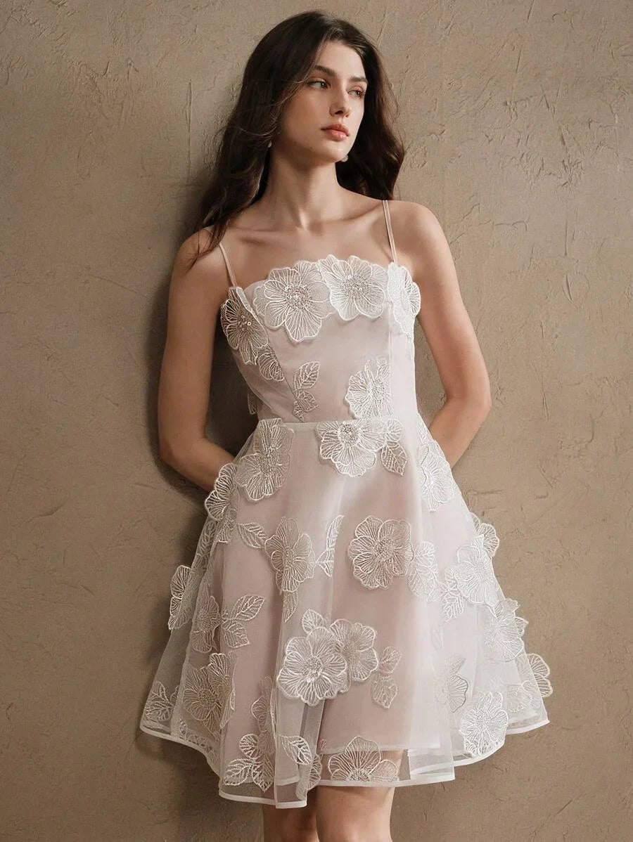 Summer Holiday Casual Festival Vacation Holiday Elegant Embroidered Floral Beaded White Organza