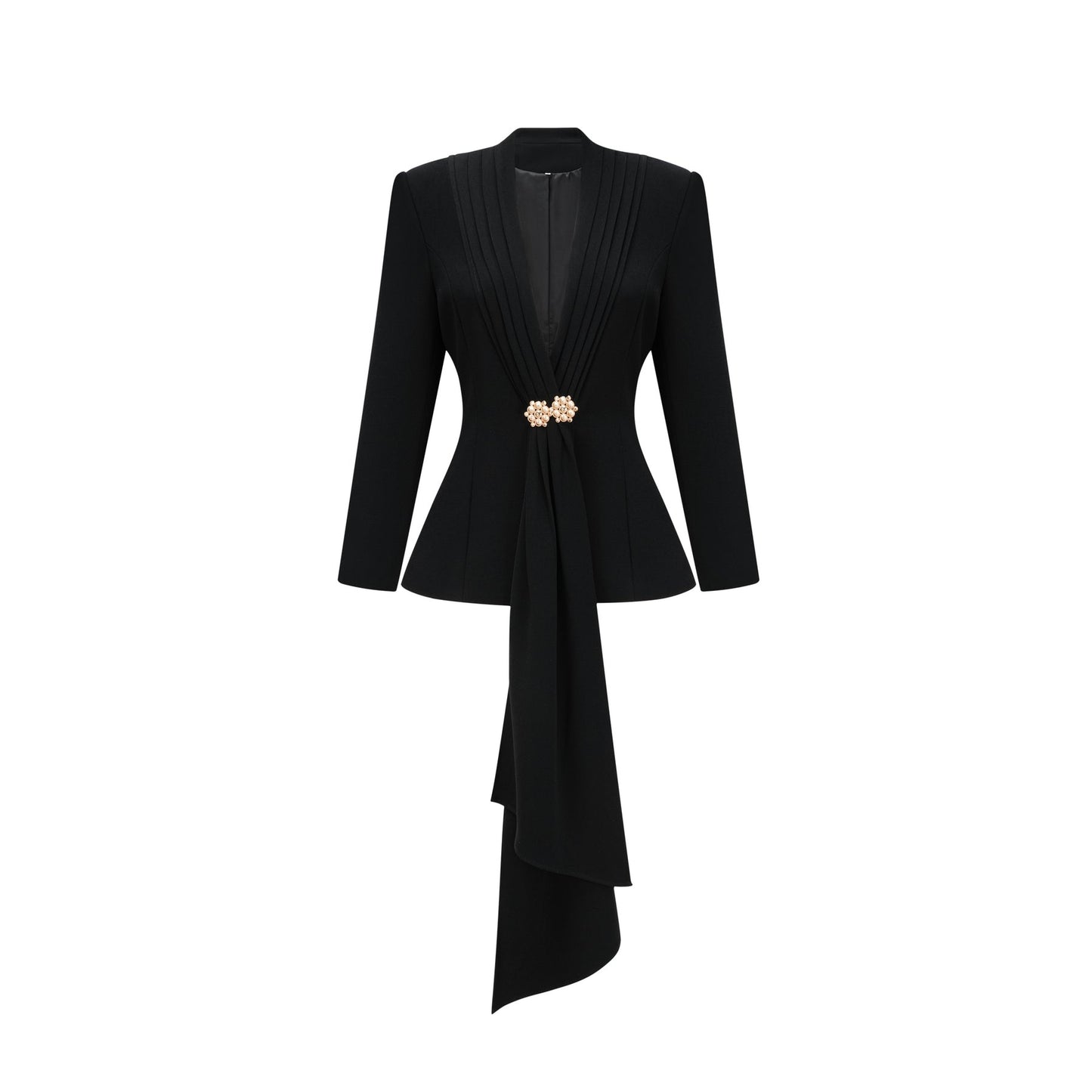 Suzanne black pleated jacket trousers matching set