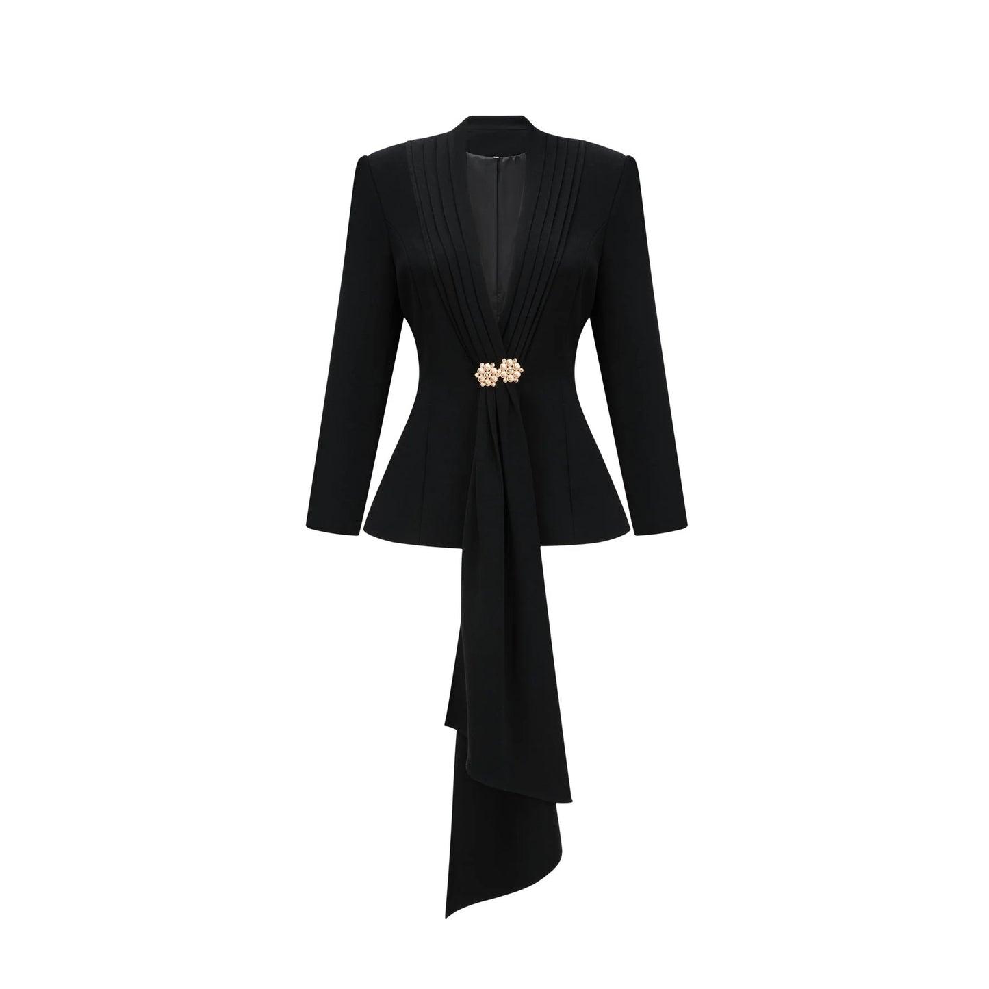 Suzanne black pleated jacket trousers matching set