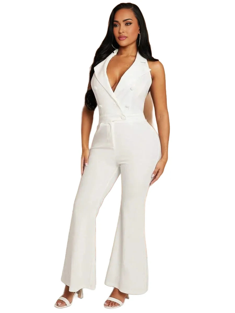 SXY SpringSummer Valentines Day Clothes Elegance Old Money White Suit Neckline DoubleBreasted