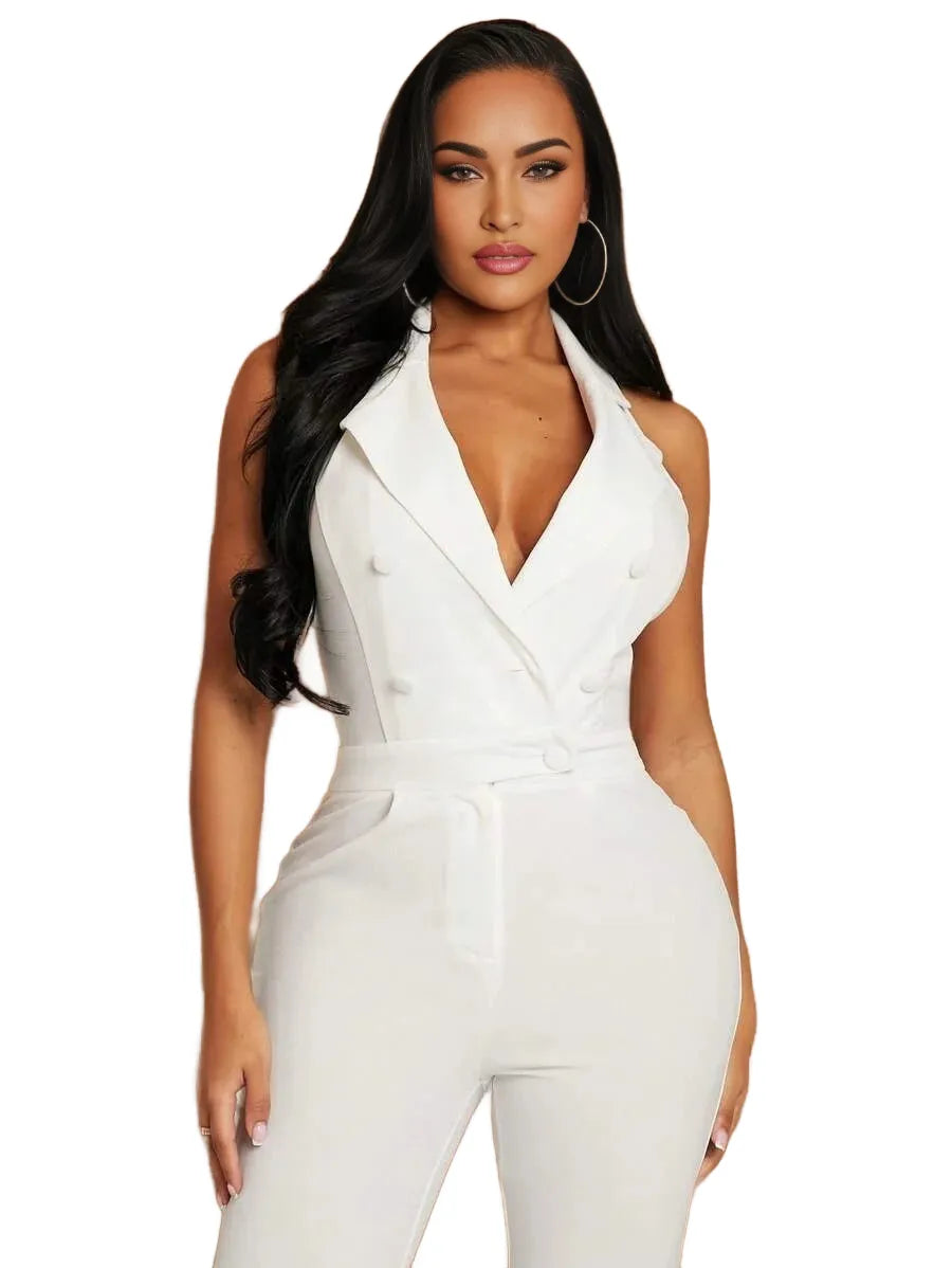 SXY SpringSummer Valentines Day Clothes Elegance Old Money White Suit Neckline DoubleBreasted