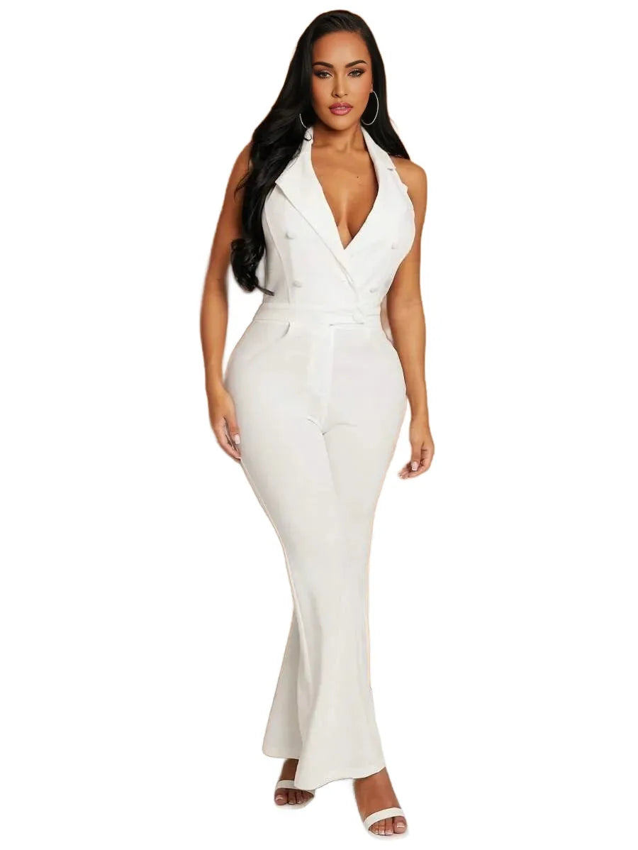 SXY SpringSummer Valentines Day Clothes Elegance Old Money White Suit Neckline DoubleBreasted