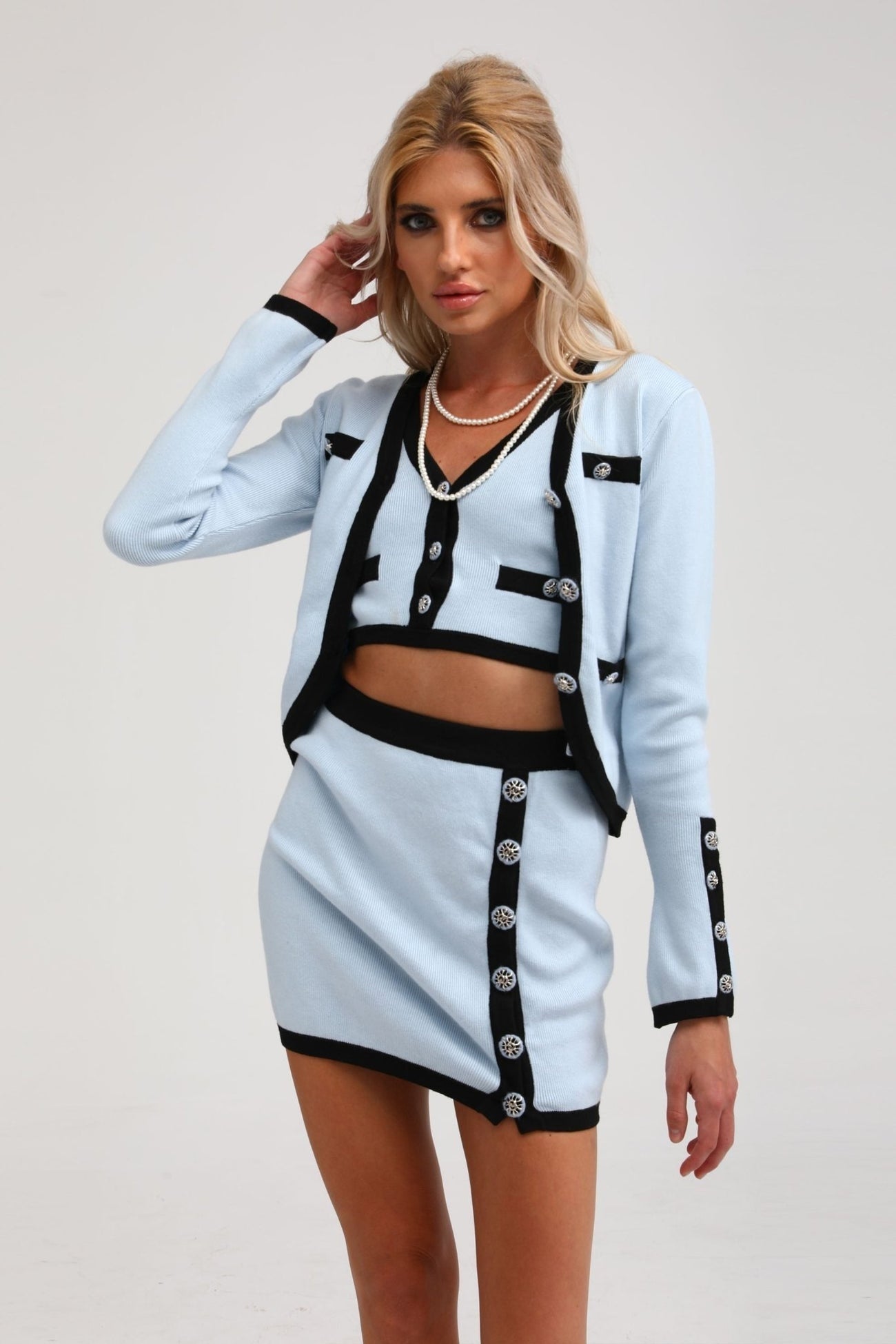 Tadhgín cadigan crop top skirt matching set