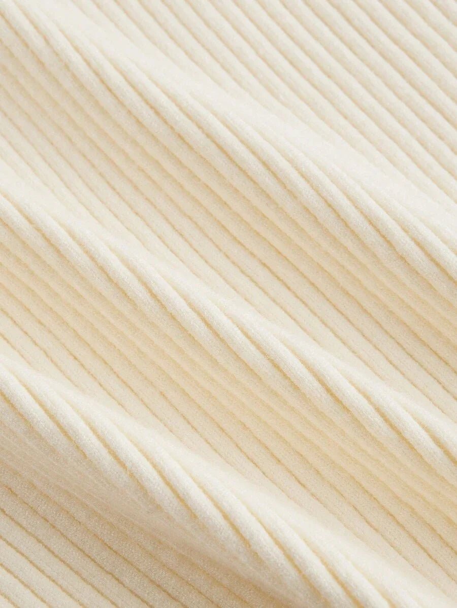 Teresa Knitwear Ribbed Sweater Dress with Unique Texture in Apricot - XS