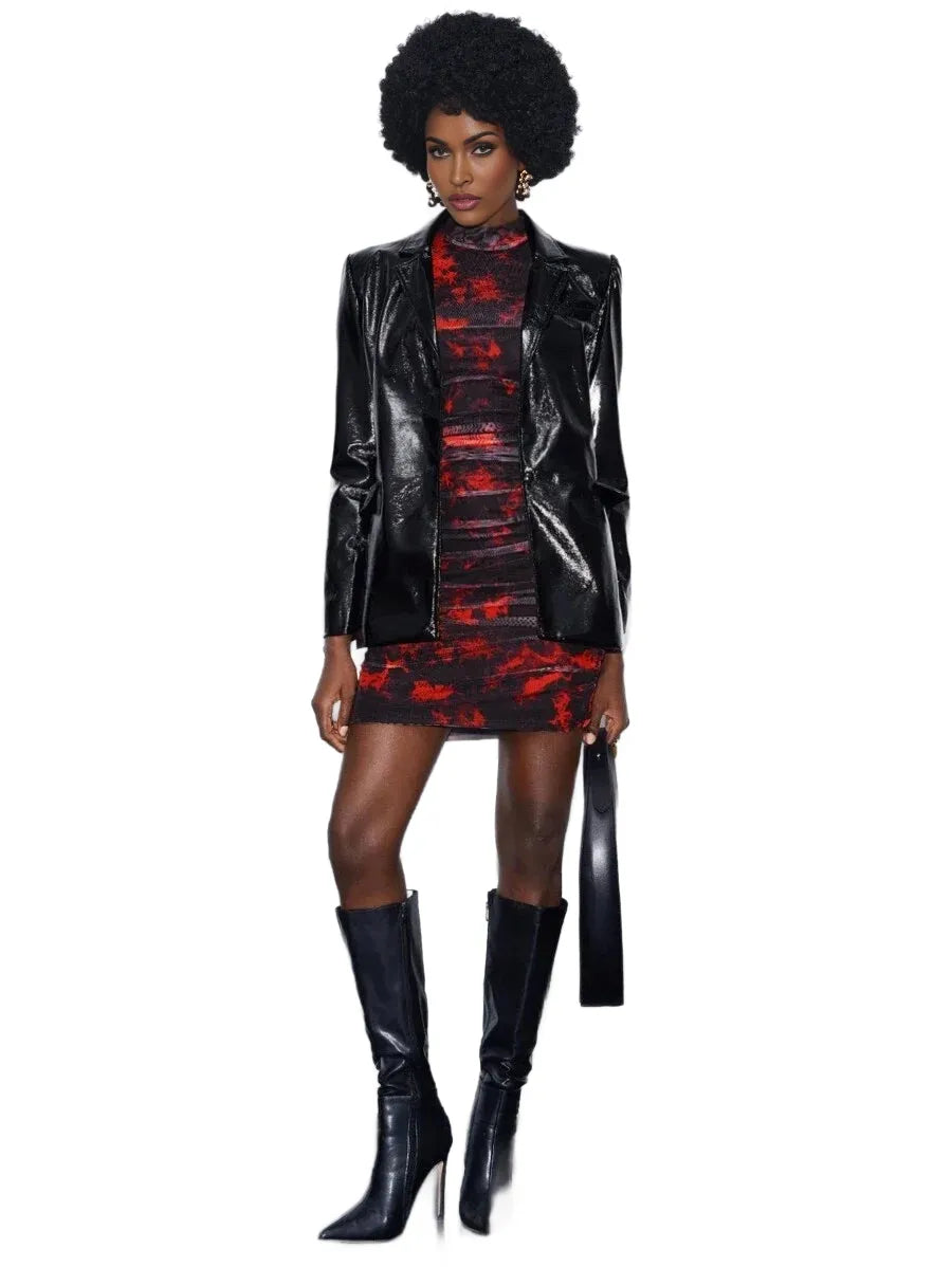 Tie Dye Ruched Mesh Bodycon Dress