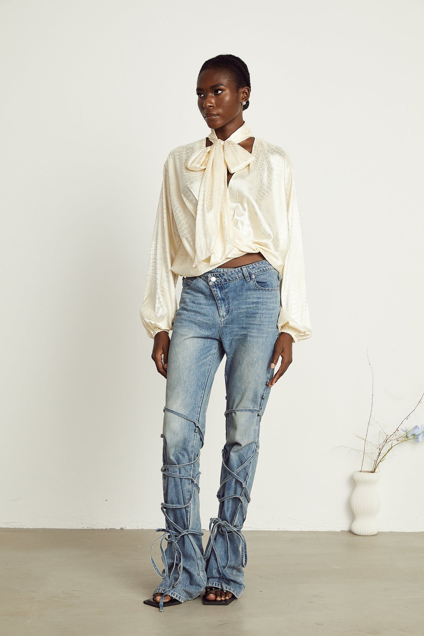 Ulrike crocodileeffect wraparound blouse