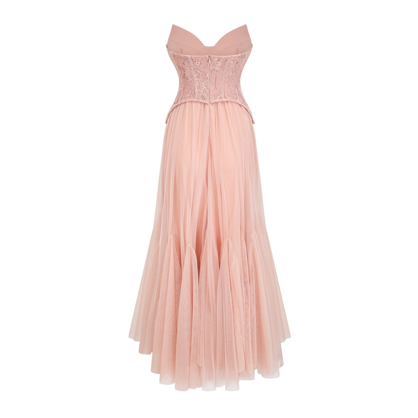 Ulrique pink lace corset tulle maxi dress