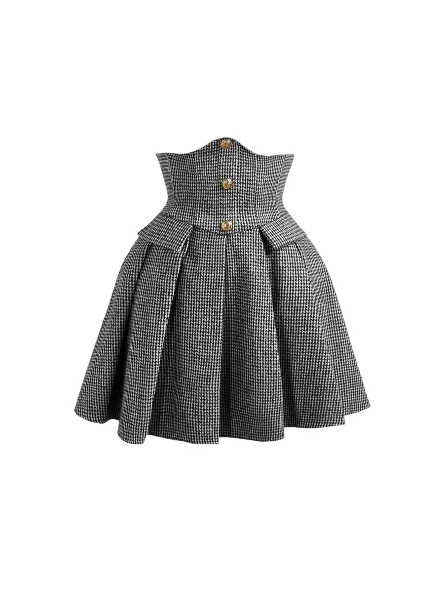 Ultra High Waisted Pleated Retro Plaid Skirt For Back To School Season Back To School Clothing