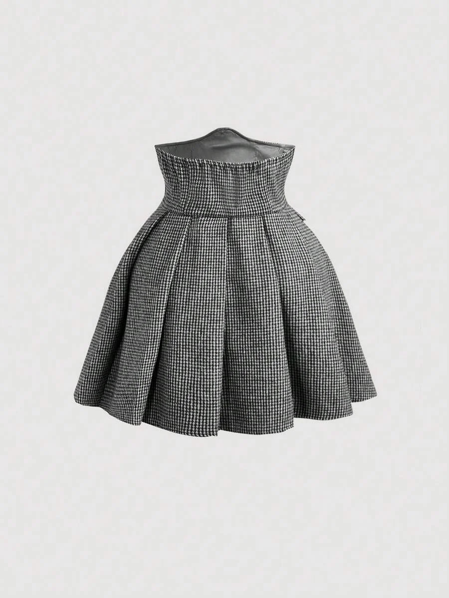 Ultra High Waisted Pleated Retro Plaid Skirt For Back To School Season Back To School Clothing
