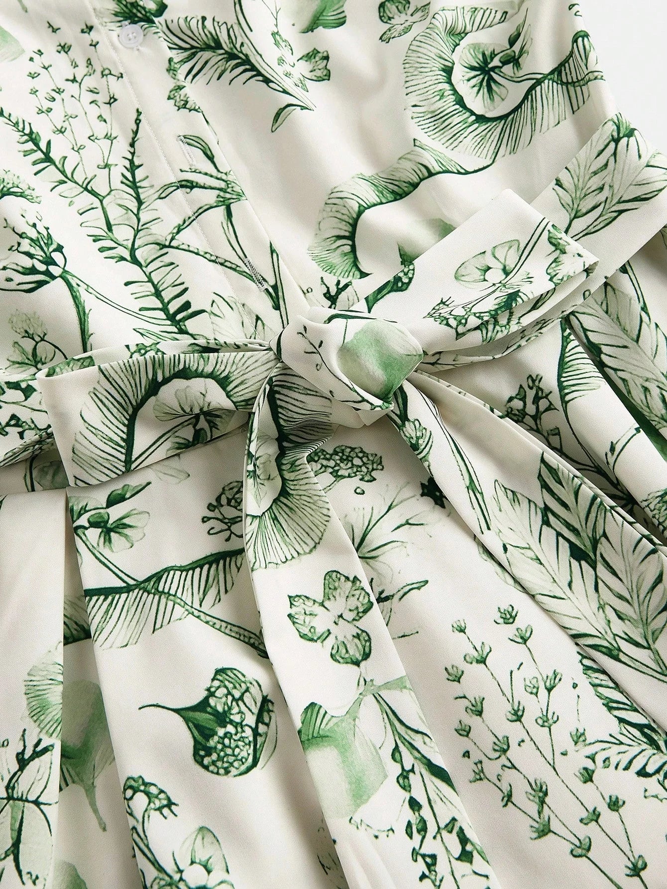 Vacation Romantic Casual Floral Print Green Loose Flare Dress Beach Floral Dress SpringSummer