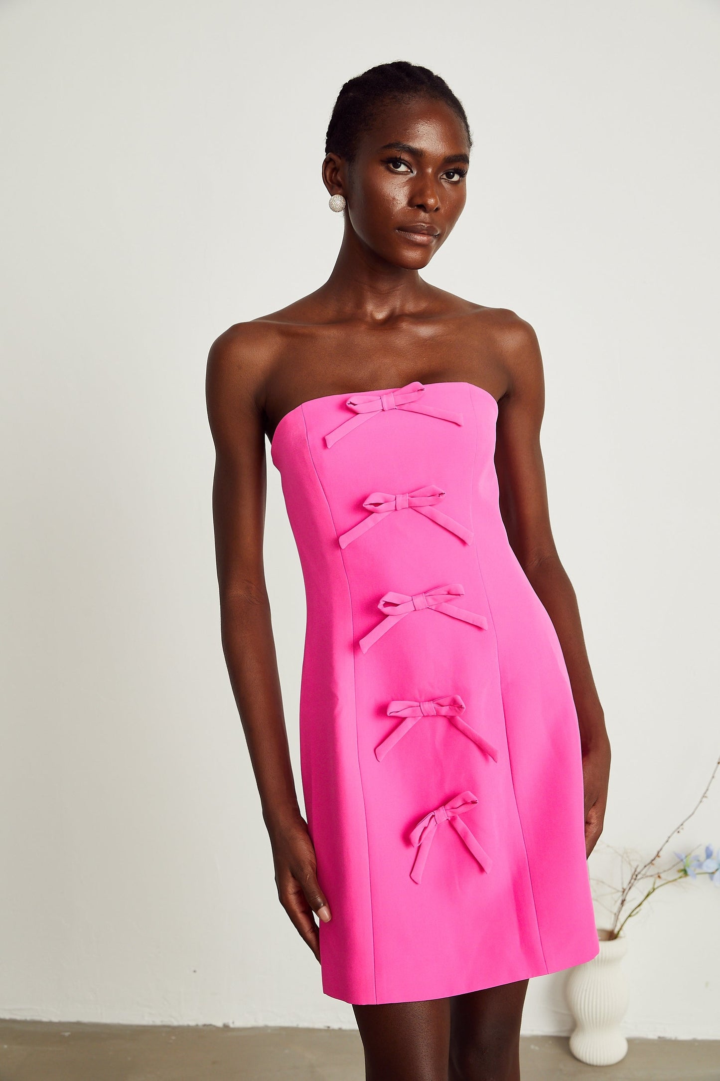 Valérie pink bowknotdetail jacket dress matching set