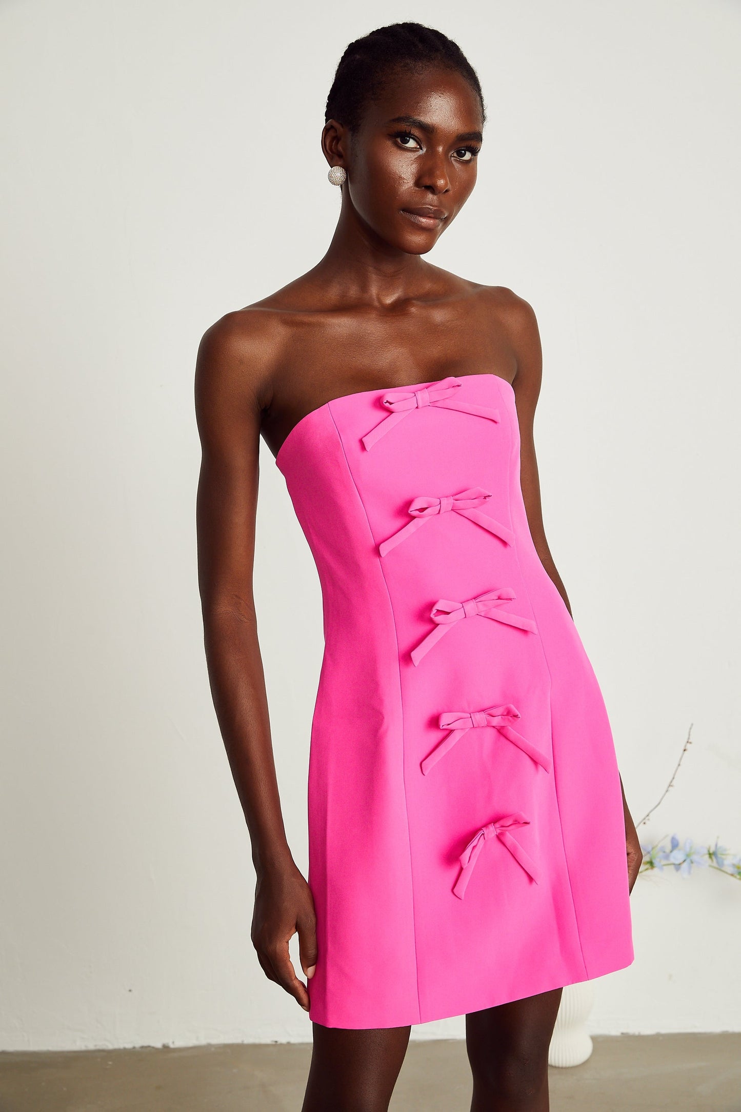 Valérie pink bowknotdetail jacket dress matching set