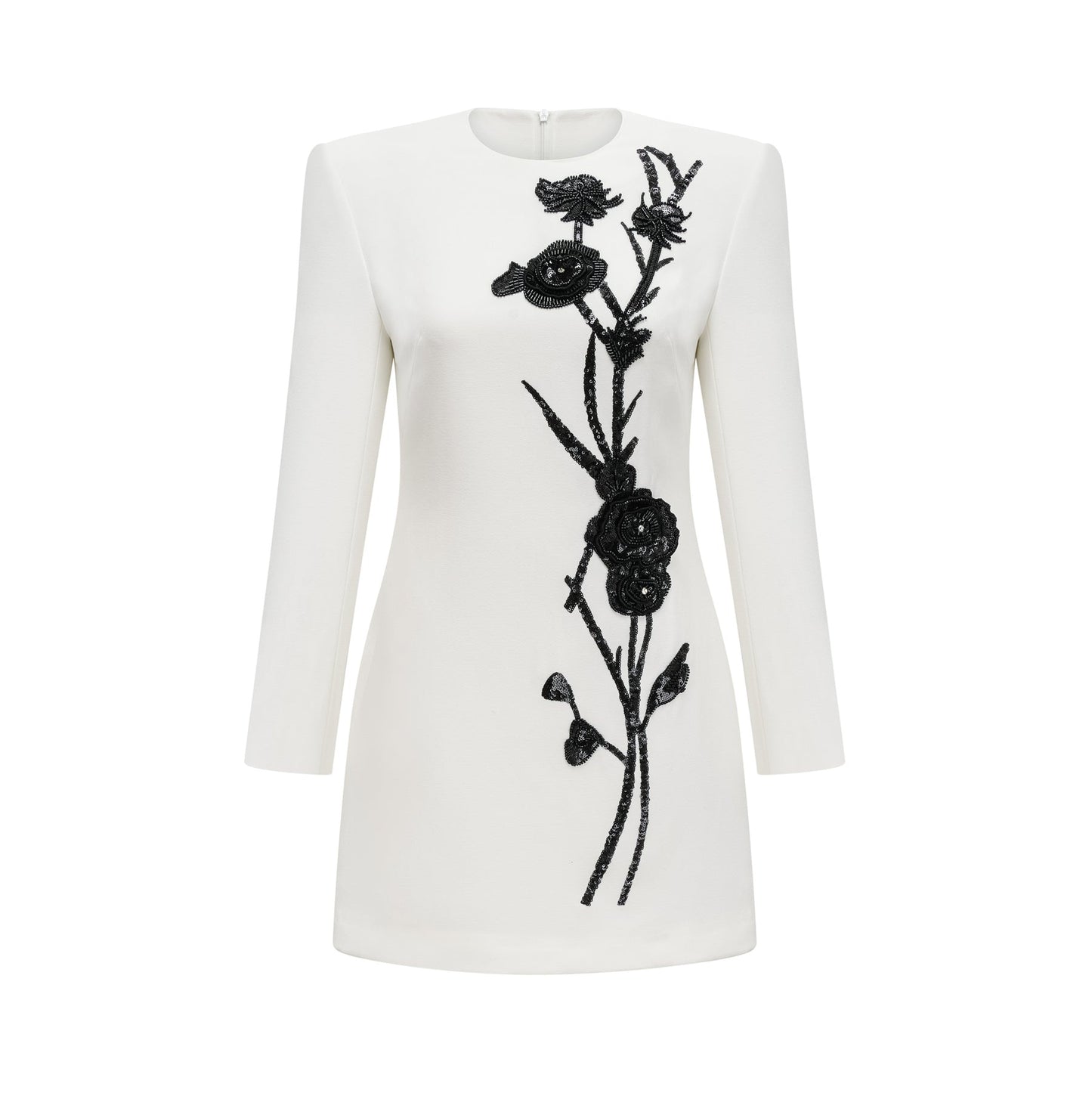 Vanessa white fauxflower embellished mini dress