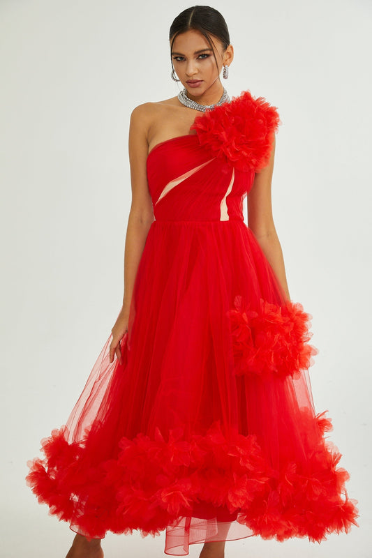 Victoire tullepanelled midi dress