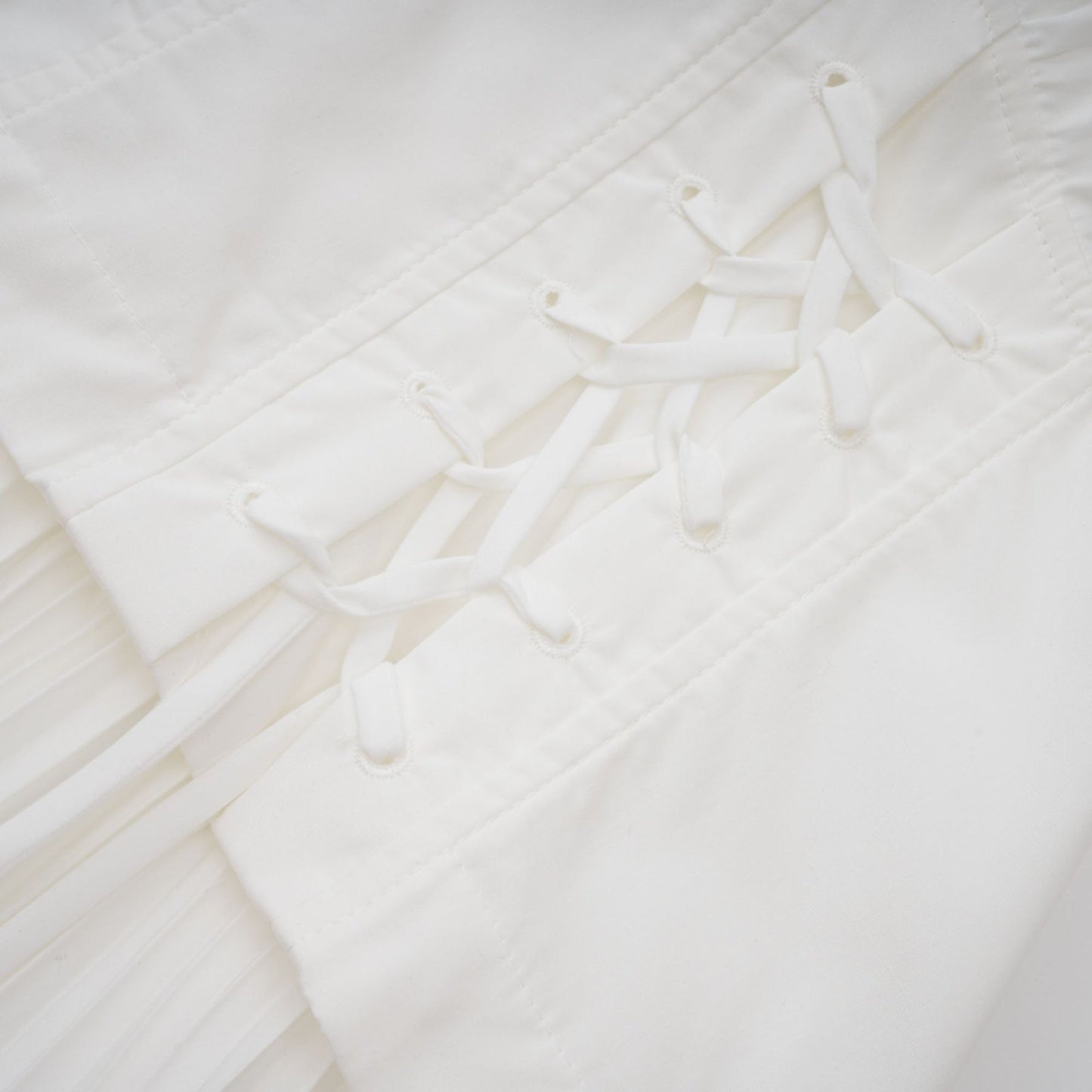 Vienne White LaceUp Pleated Maxi Dress